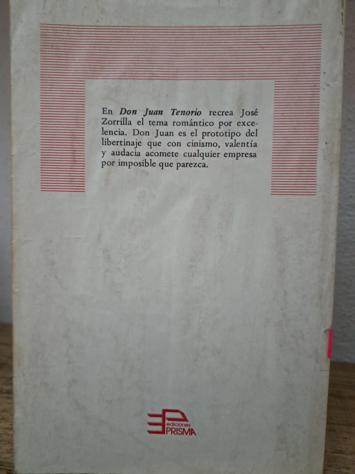 DON JUAN TENORIO JOSÉ ZORRILLA CLÁSICOS USADO NOVELA LITERARIO 305