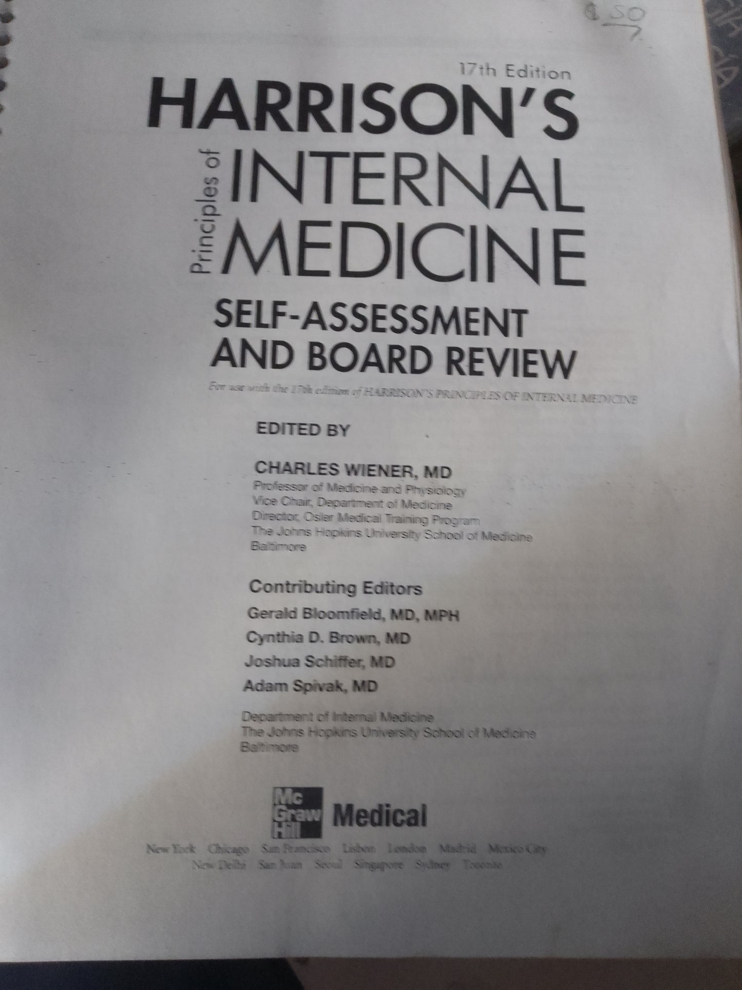 HARRISONS DECIMOSEPTIMA EDICION PRINCIPLES OF INTERNAL MEDICINE POR AUTORES VARIOS USADO MEDICINA LITERARIO 207
