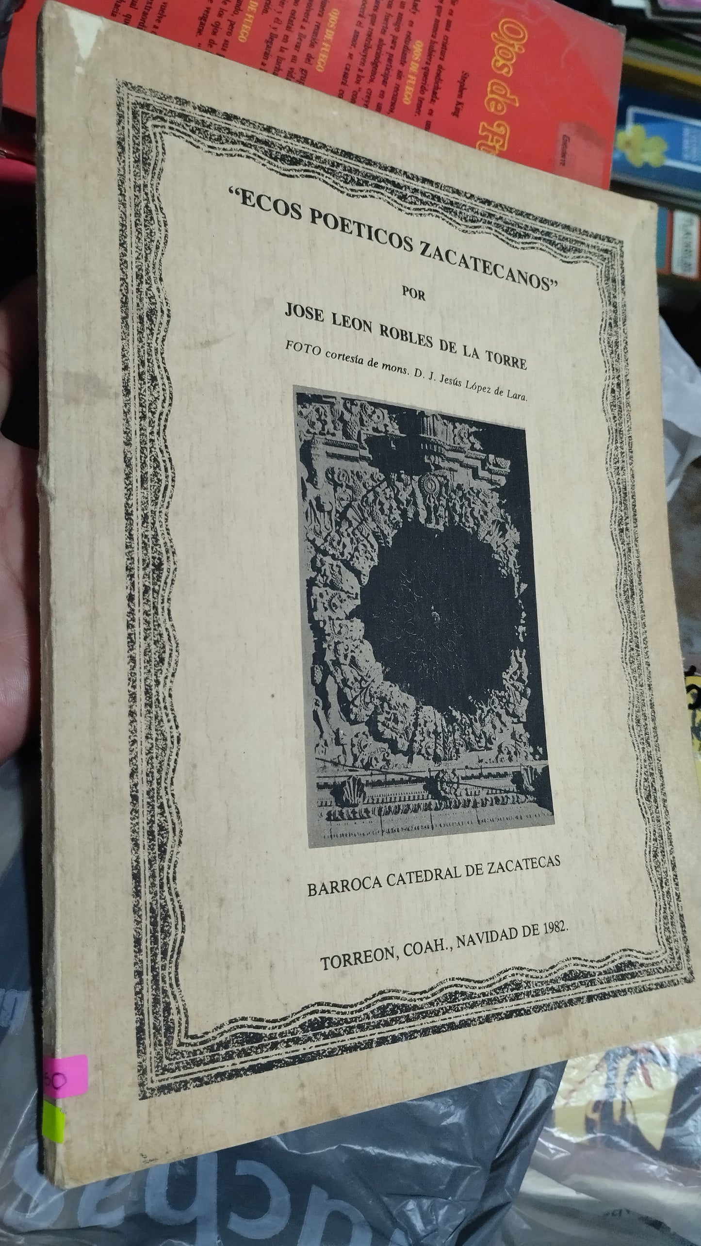 ECOS POETICOS ZACATECANOS POR JOSE LEON ROBLES DE LA TORRE LIBRO USADO ANTIGUO ALDAMA