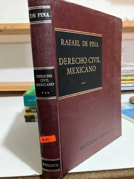 DERECHO CIVIL MEXICANO III POR RAFAEL DE PINA USADO DERECHO JUAREZ