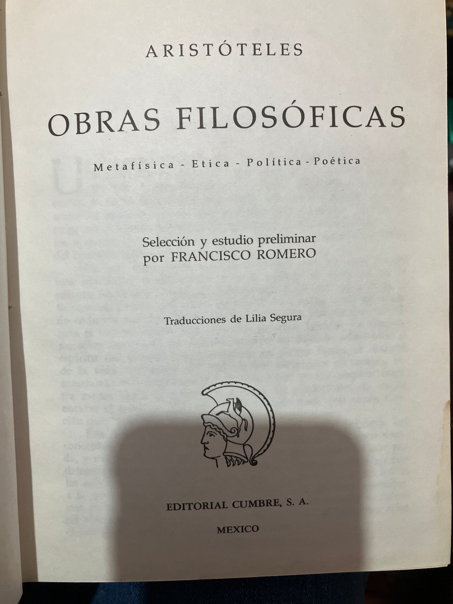 OBRAS FILOSÓFICAS POR ARISTÓTELES USADO NOVELA LITERARIO 305