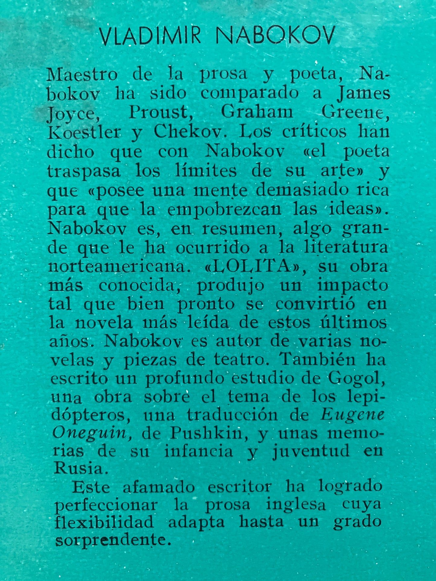 EL OJO POR VLADIMIR NABOKOV USADO NOVELA ALDAMA