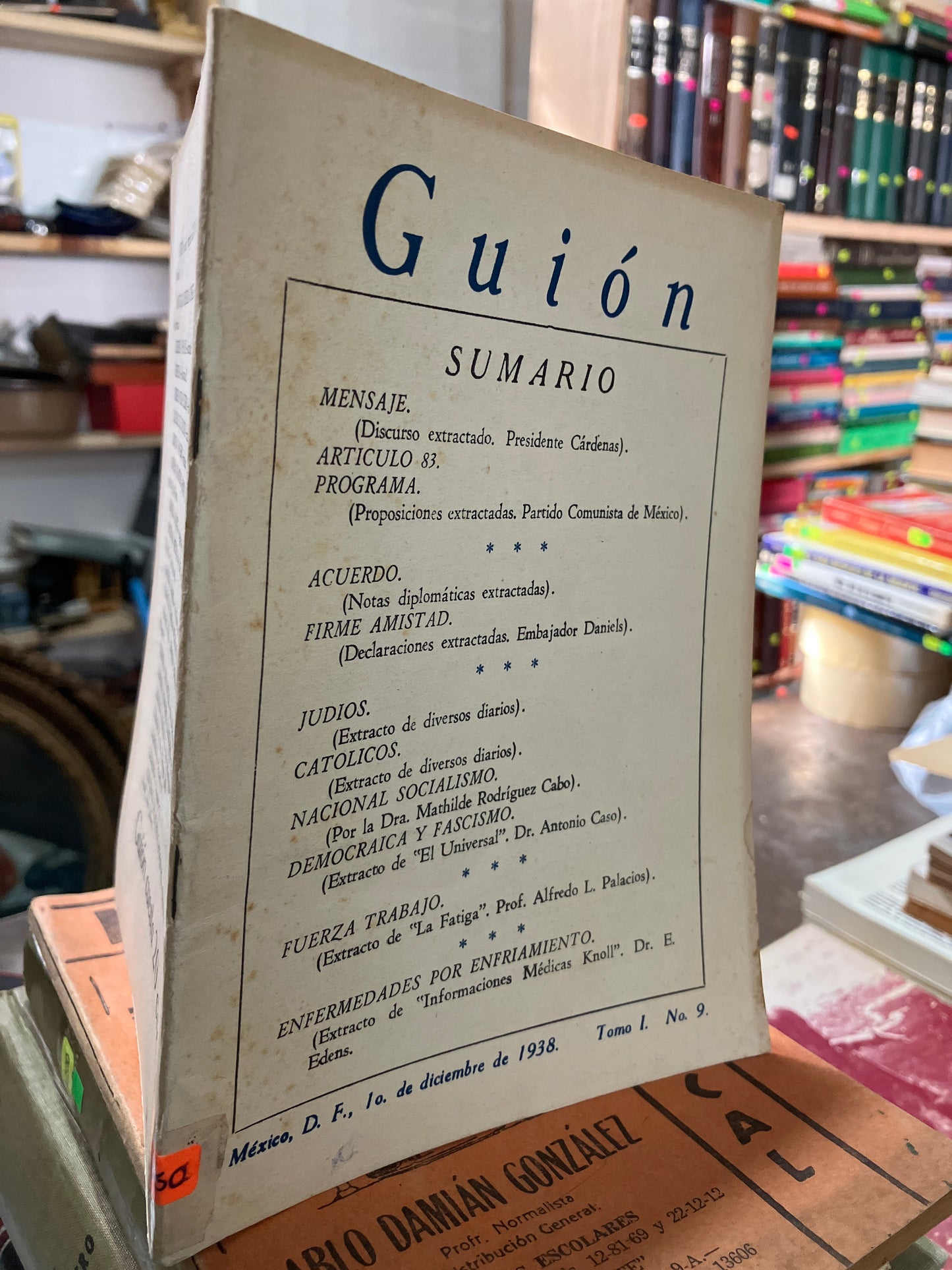 GUION POR AUTORES VARIOS TOMO I NO. 9 1938 USADO ANTIGUOS ALDAMA