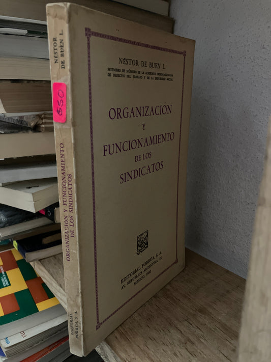ORGANIZACIÓN Y FUNCIONAMIENTO DE LOS SINDICATOS POR NÉSTOR DE BUEN L USADO DERECHO LITERARIO 305