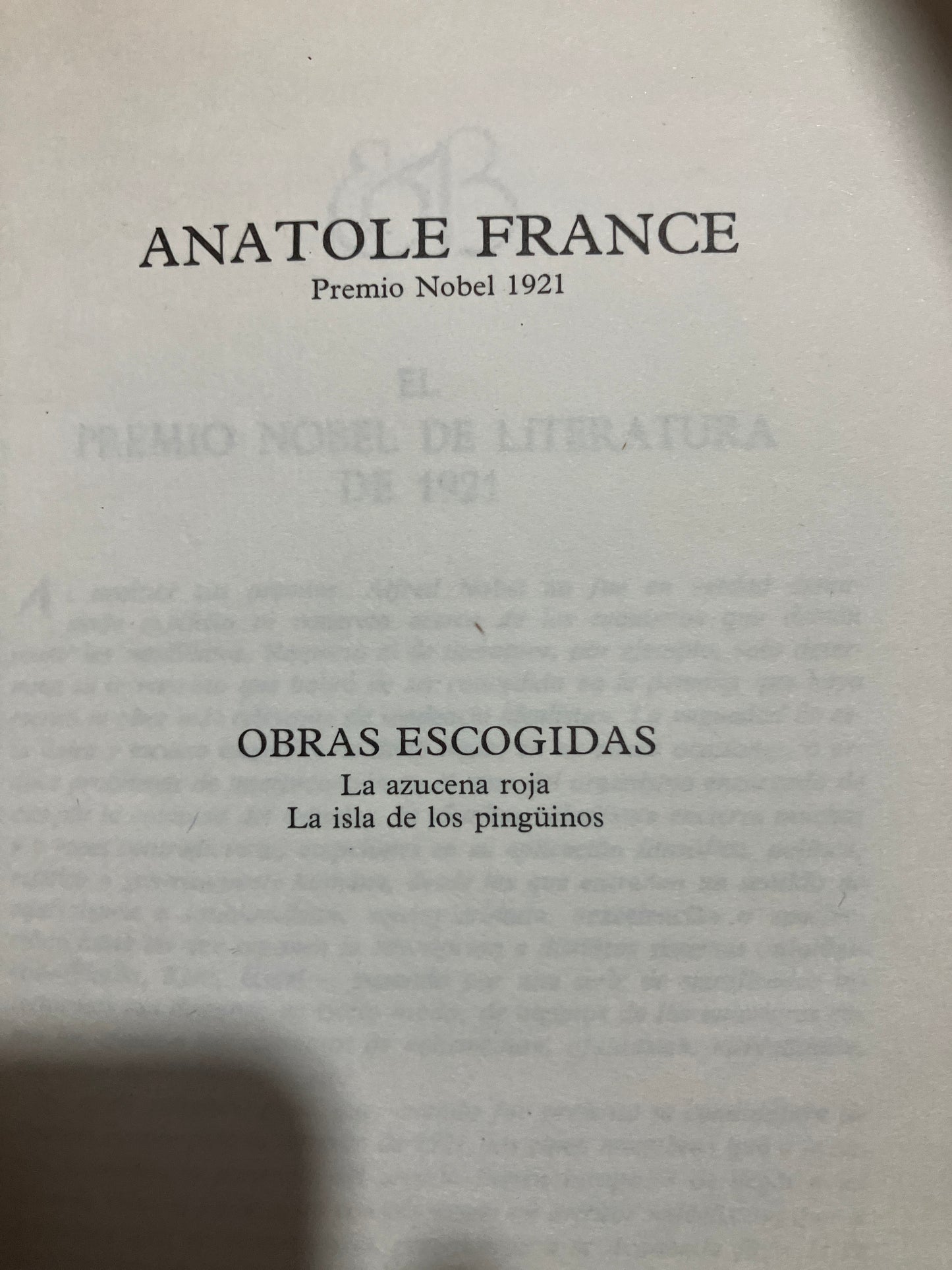 PREMIO NOBEL DE LITERATURA 1921 ANATOLE FRANCE USADO NOVELAS ALDAMA