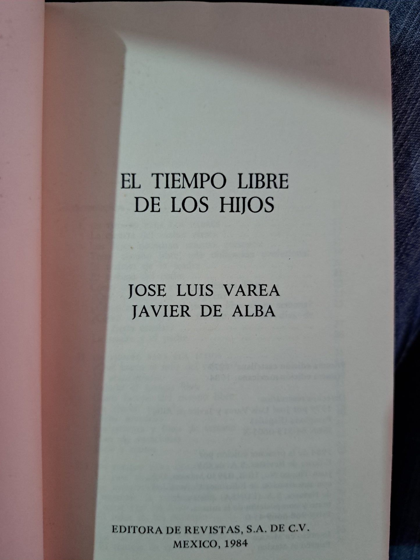 EL TIEMPO LIBRE DE LOS HIJOS JOSÉ LUIS VAREA, JAVIER DE ALVA USADO PSICOLOGÍA LITERARIO 305