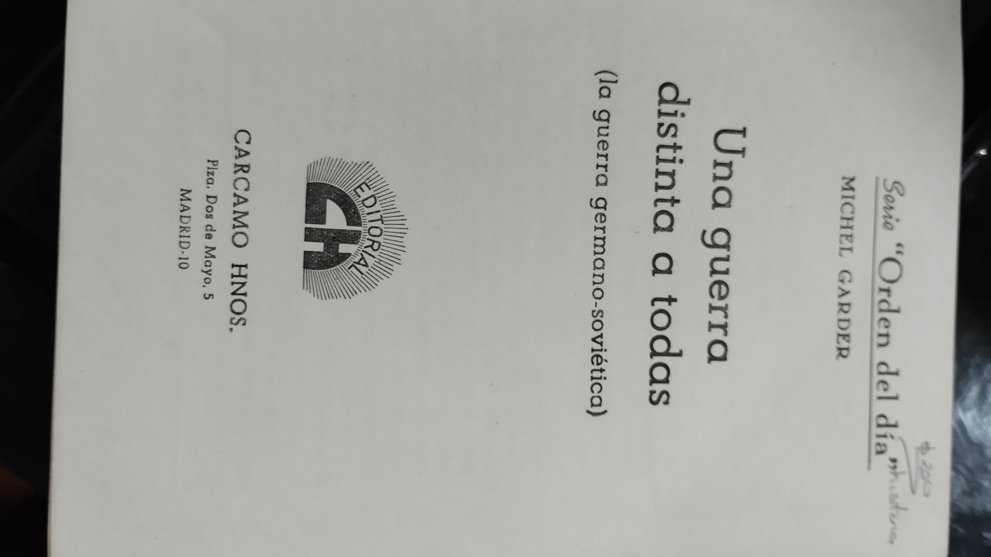 UNA GUERRA DISTINTA A TODAS POR MICHEL GARDER LIBRO USADO HISTORIA ALDAMA