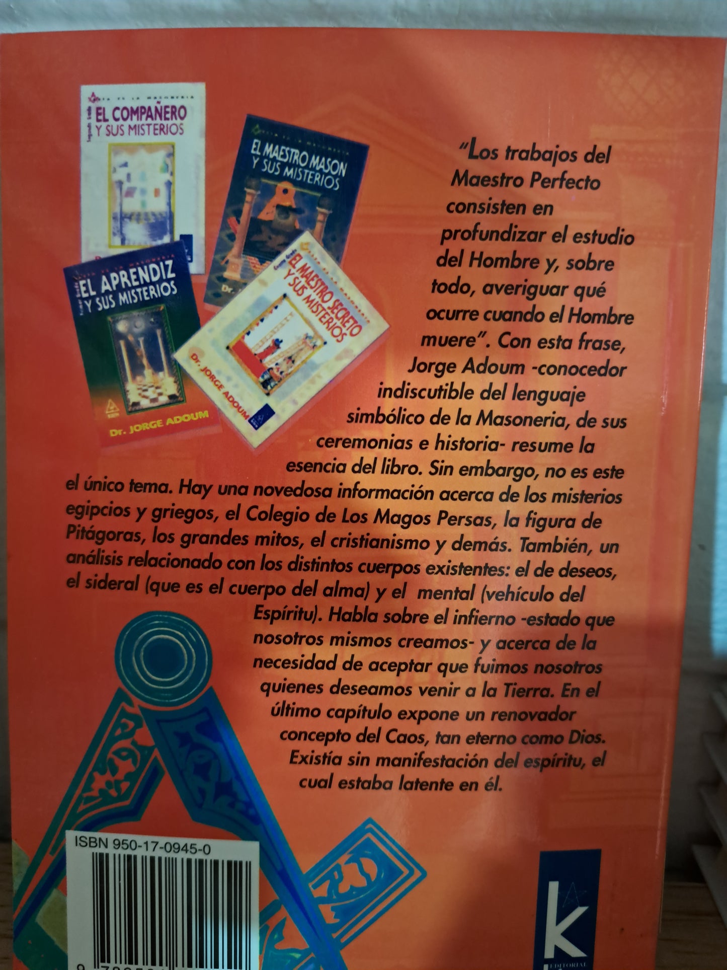 ESTA ES LA MASONERÍA EL MAESTRO PERFECTO Y SUS MISTERIOS JORGE ADOUM USADO MASONERÍA ALDAMA