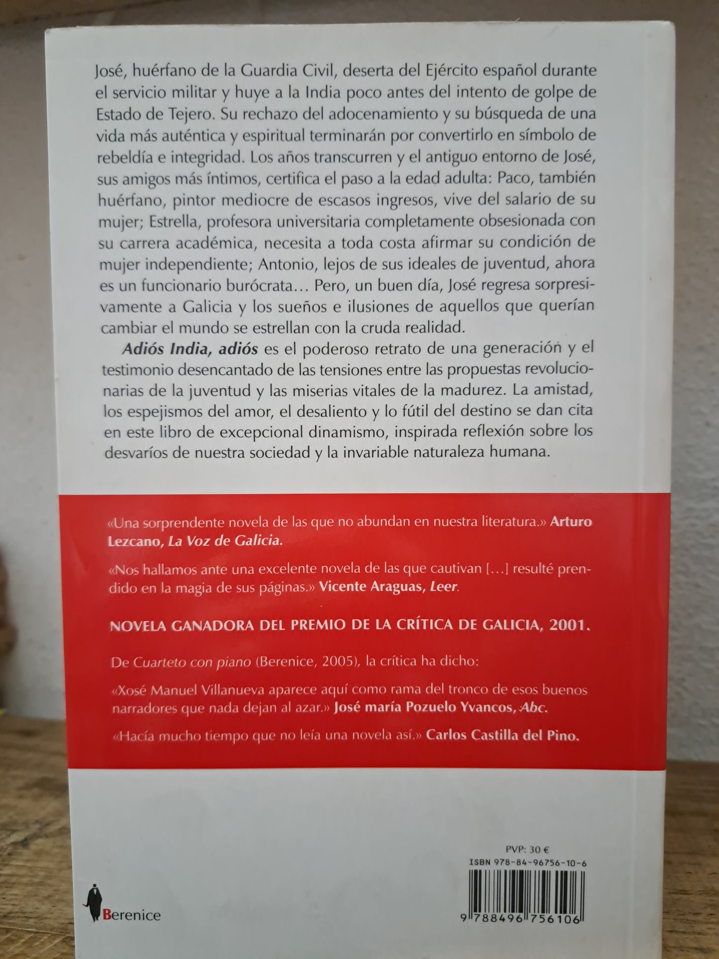 ADIÓS INDIA, ADIÓS XOSÉ MANUEL VILLANUEVA USADO NOVELA LITERARIO 305