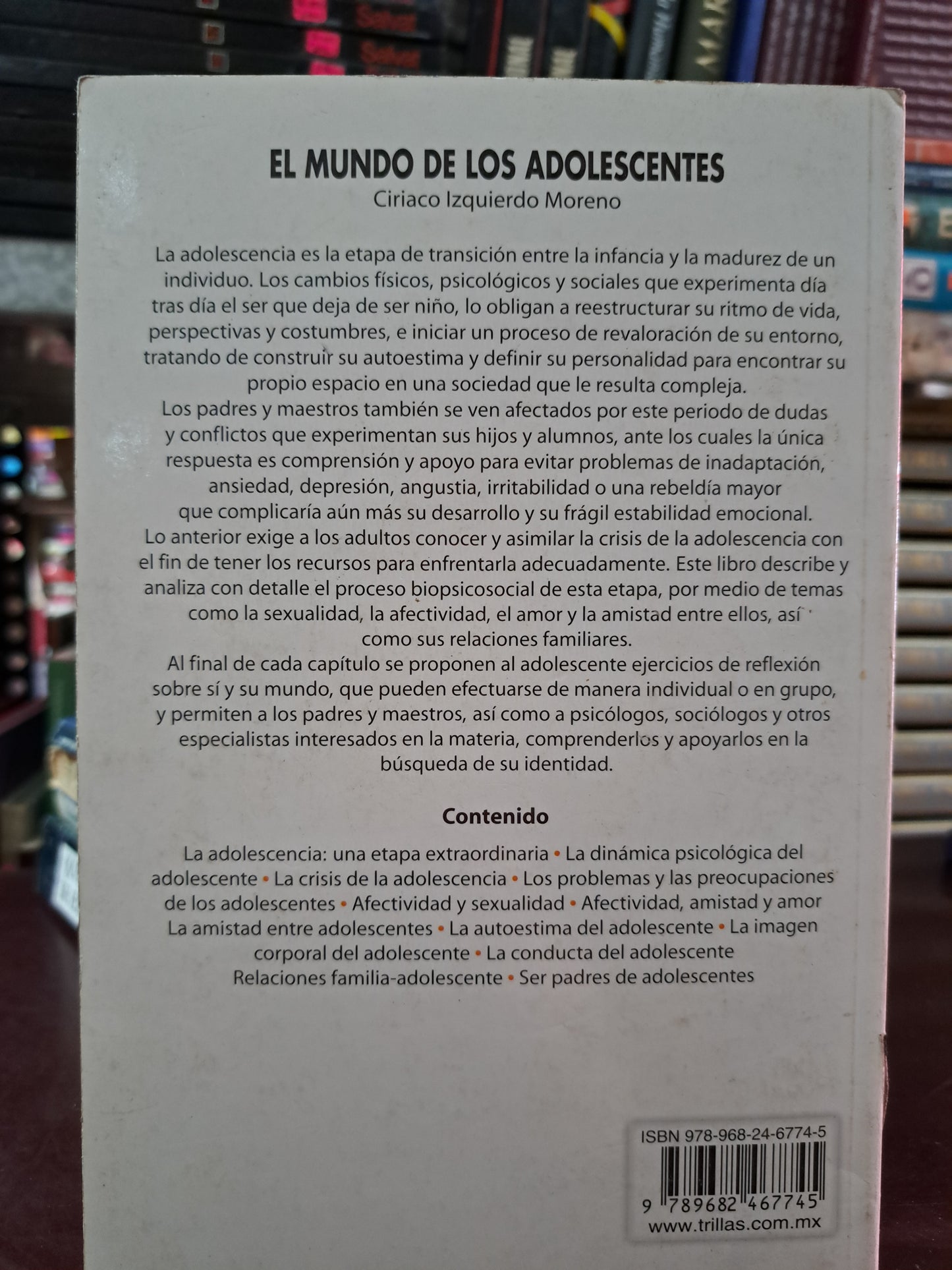 EL MUNDO DE LOS ADOLESCENTES CIRIACO IZQUIERDO MORENO USADO PSICOLOGÍA LITERARIO 305