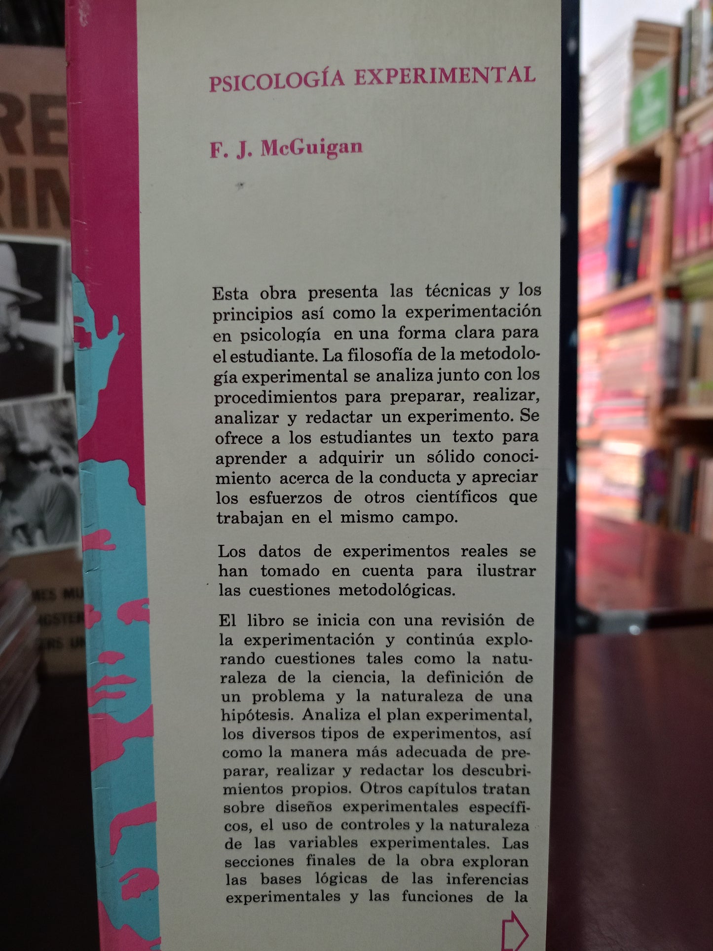 PSICOLOGÍA EXPERIMENTAL ENFOQUE METODOLÓGICO POR F.J. MCGUIGAN USADO PSICOLOGÍA LITERARIO 305
