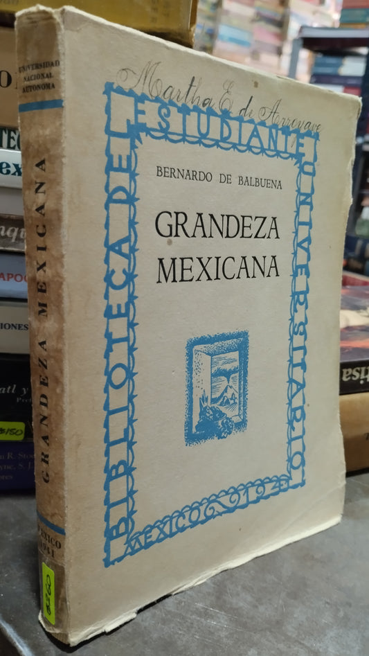 GRANDEZA MEXICANA POR BERNARDO DE BALBUENA LIBRO USADO ANTIGUO ALDAMA