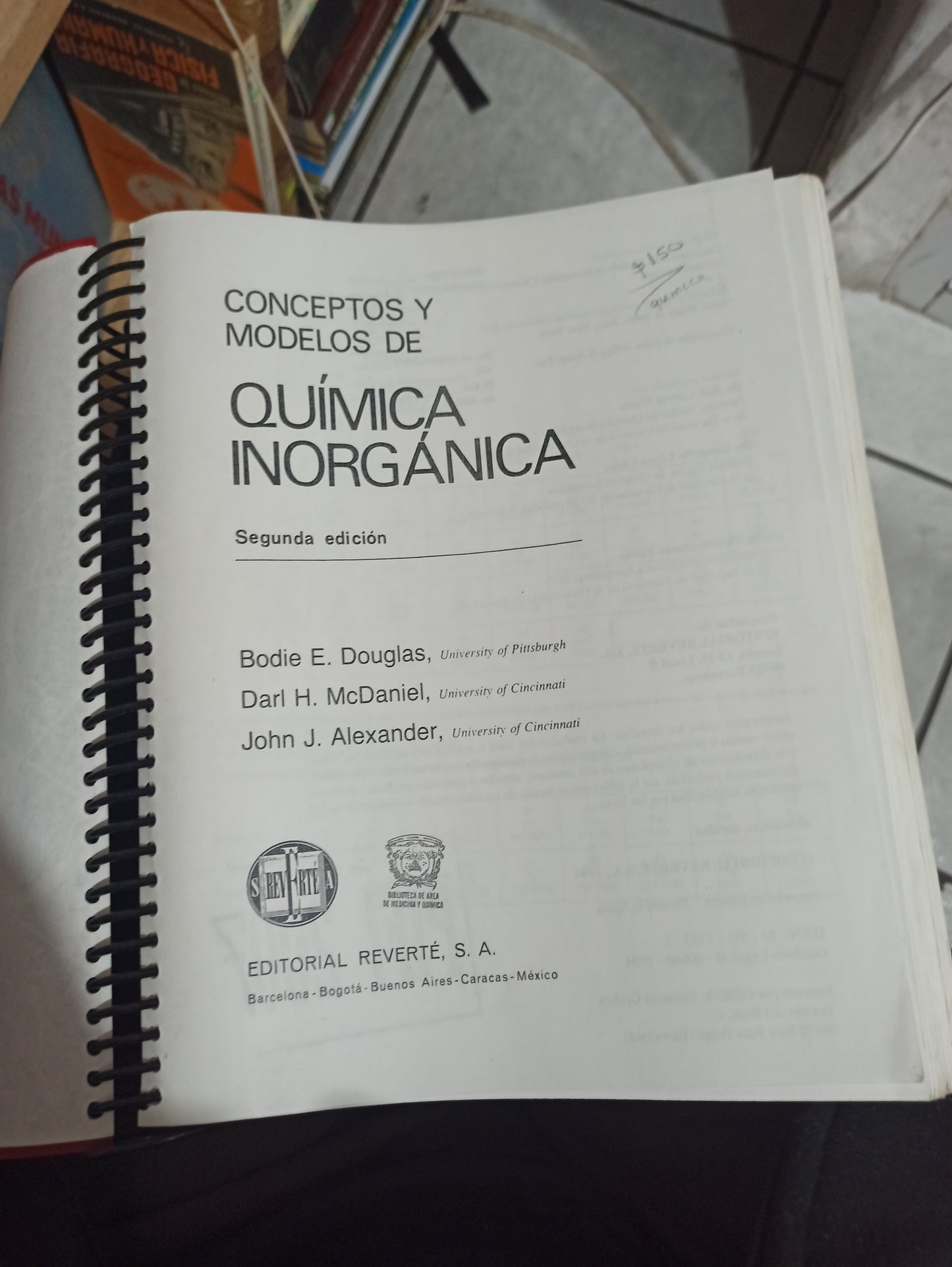 CONCEPTOS Y MODELOS DE QUIMICA INORGANICA POR B. E. DOUGLAS Y OTROS USADO QUÍMICA JUÁREZ