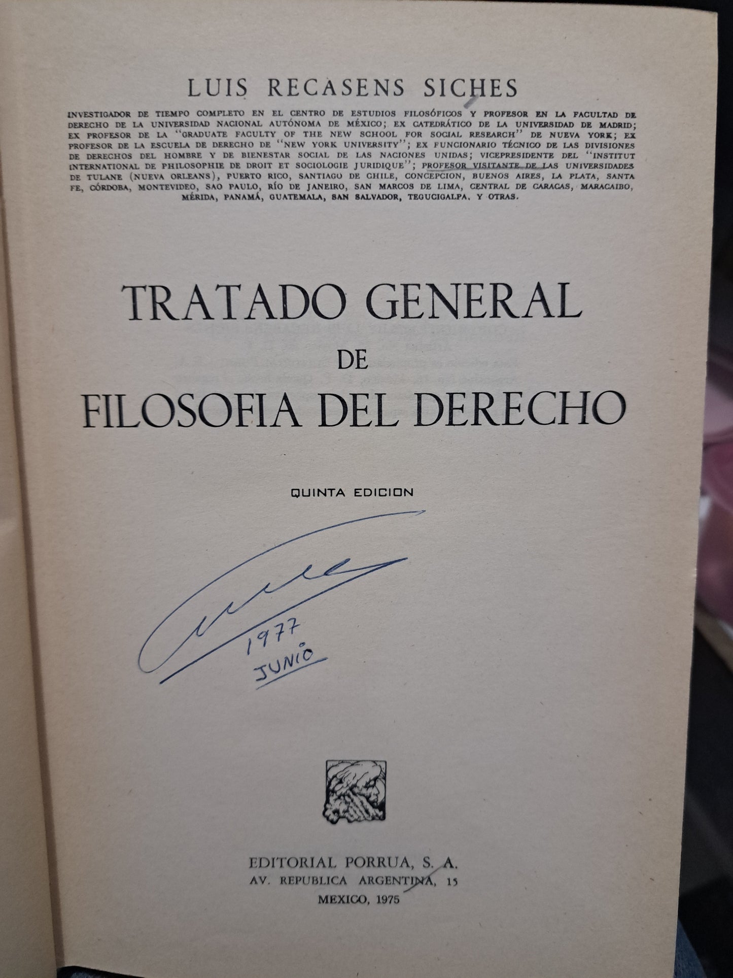 TRATADO GENERAL DE FILOSOFÍA DEL DERECHO LUIS RECASENS SICHES USADO DERECHO JUÁREZ