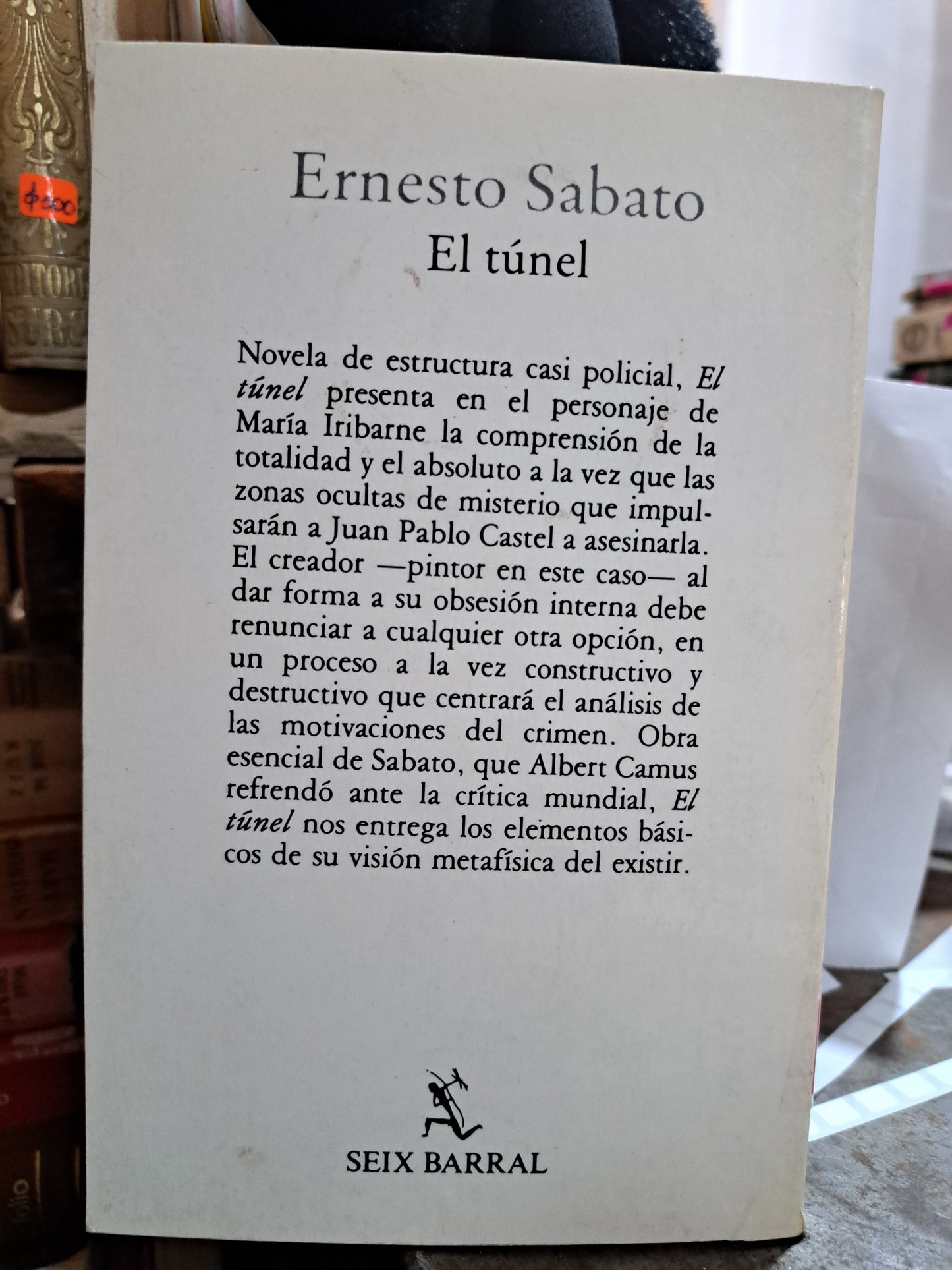 EL TUNEL ERNESTO SABATO USADO NOVELA ALDAMA