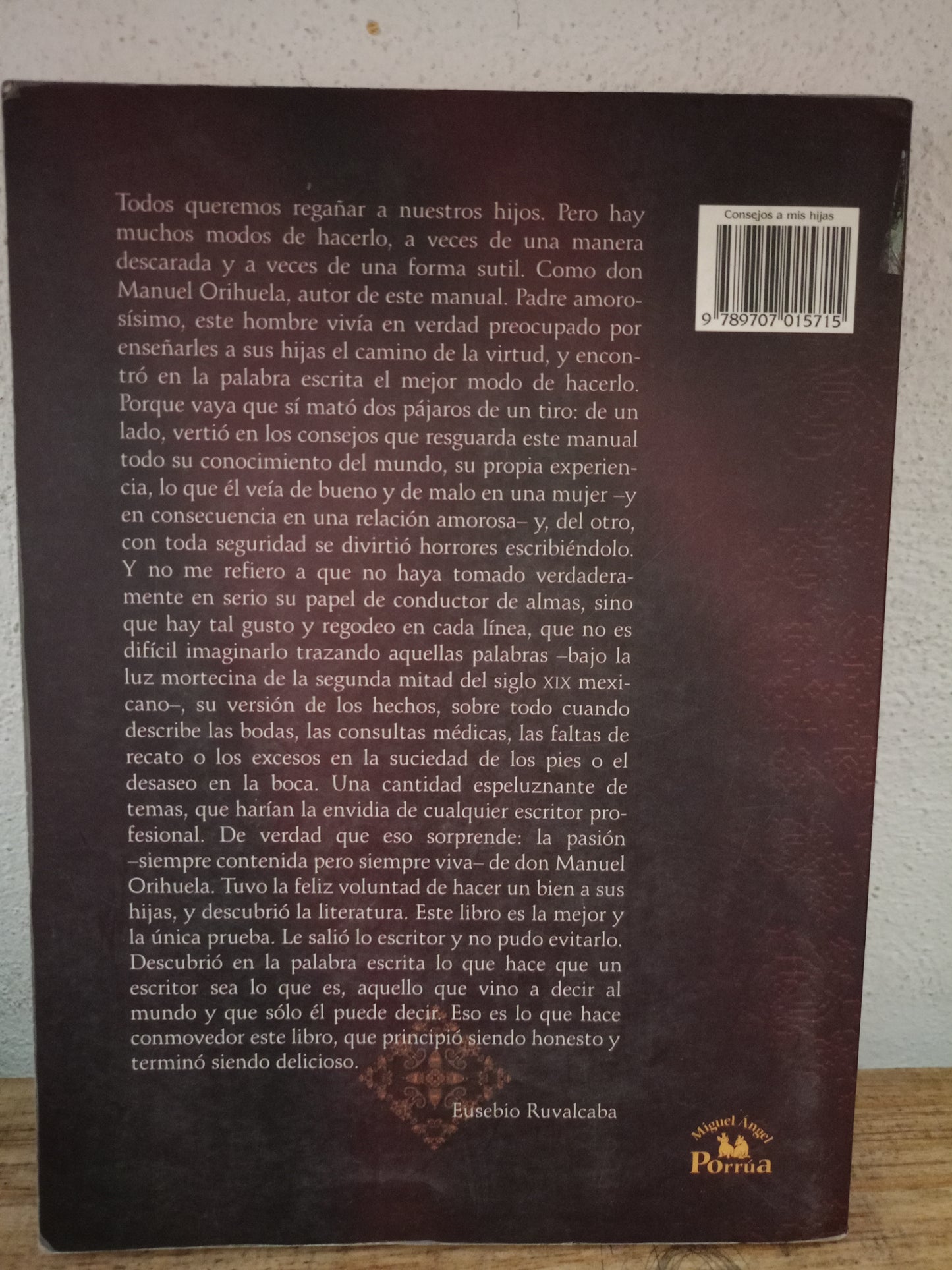CONSEJOS A MIS HIJAS POR MANUEL ORIHUELA USADO PSICOLOGÍA LITERARIO 305