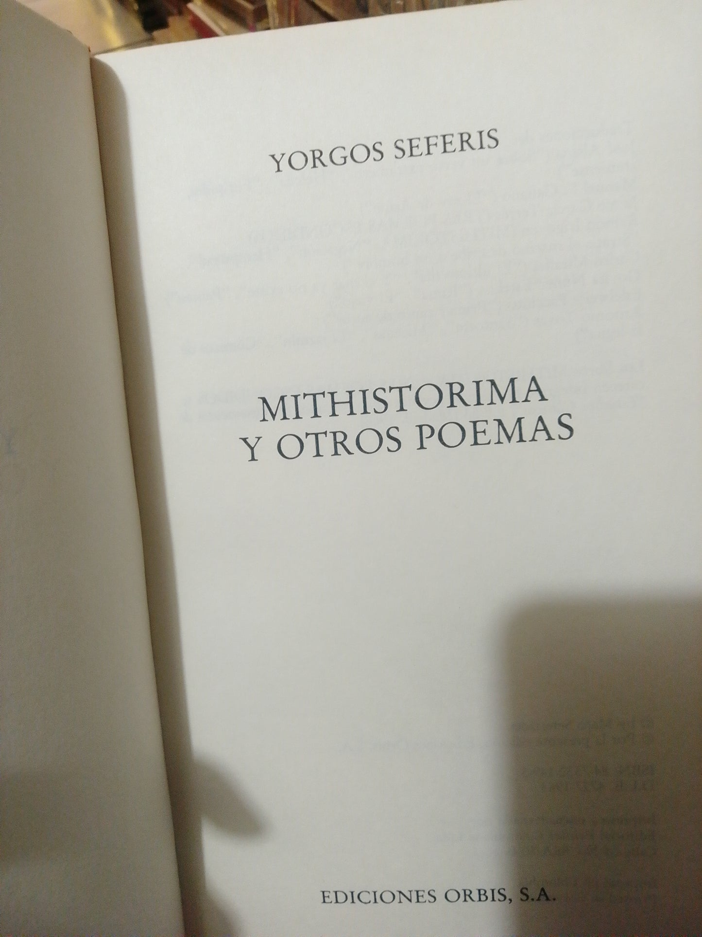 MITHISTORIMA Y OTROS POEMAS #15 POR YORGOS SEFERIS USADO NOVELA JUÁREZ