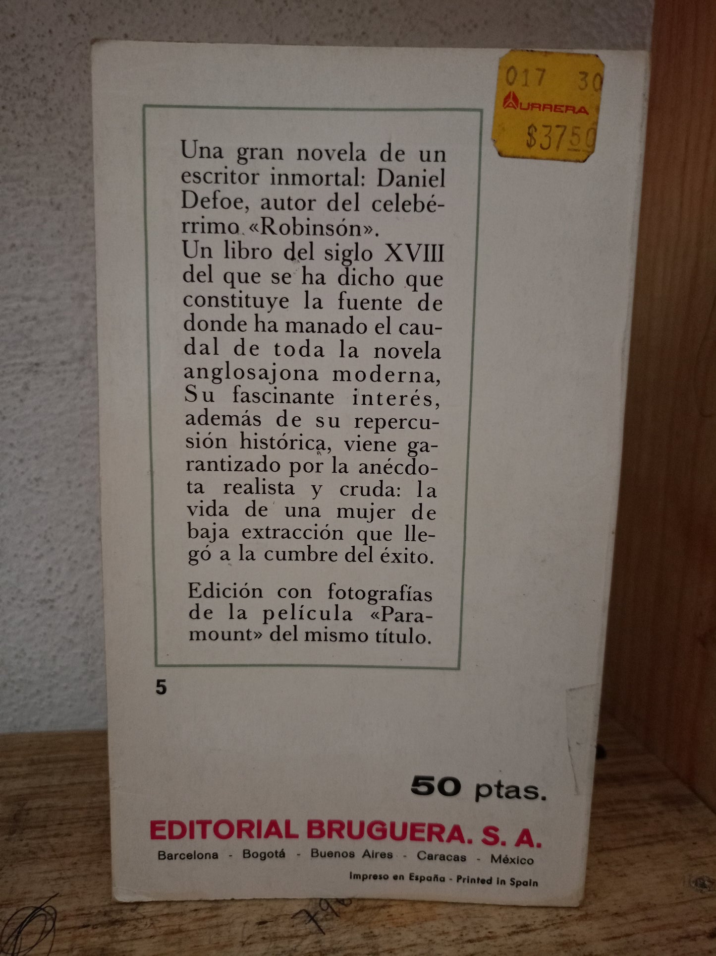 LAS AVENTURAS AMOROSAS DE MOLL FLANDERS POR DANIEL DEFOE USADO NOVELA LITERARIO 305