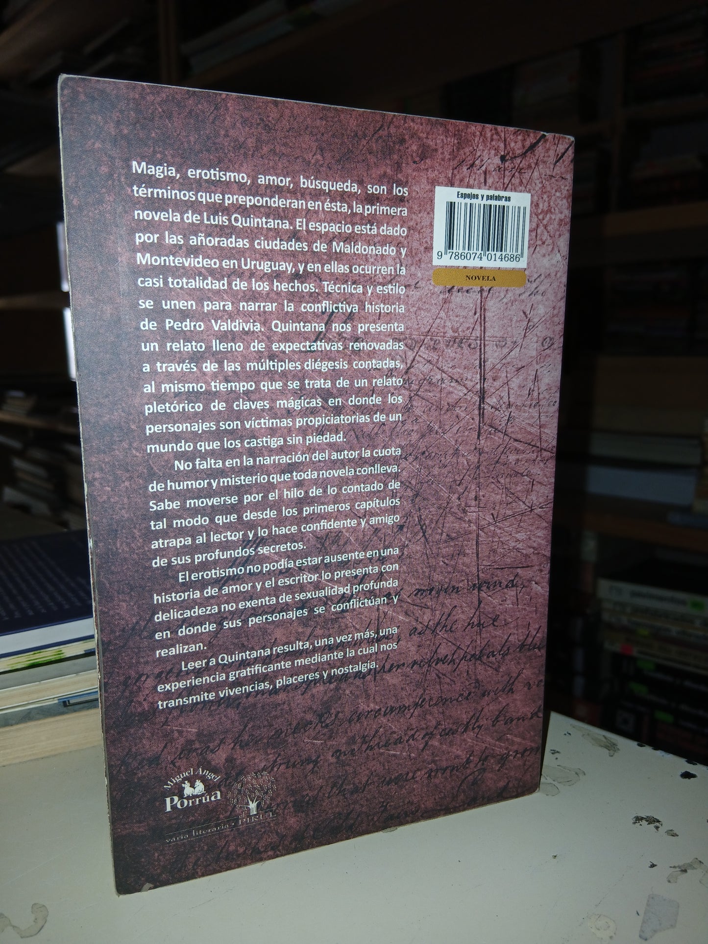ESPEJOS Y PALABRAS POR LUIS QUINTANA TEJERA USADO NOVELA LITERARIO 207
