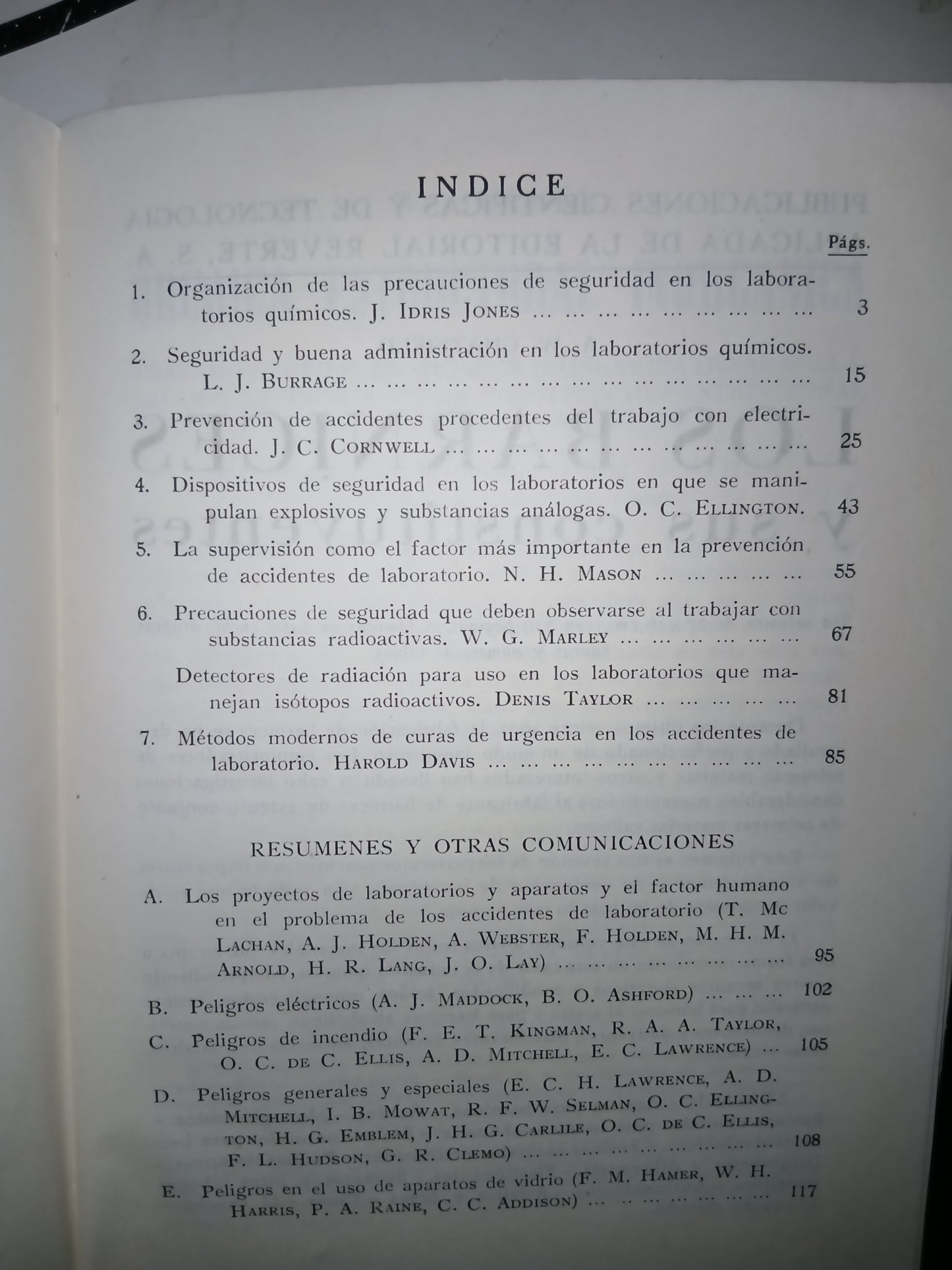 ORIGEN Y PREVENCIÓN DE LOS ACCIDENTES DE LABORATORIO (VARIOS AUTORES) USADO CIENCIA LITERARIO 207
