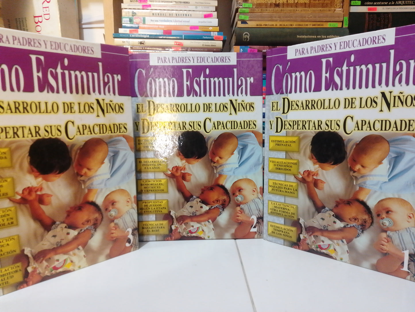 COMO ESTIMULAR EL DESARROLLO DE LOS NIÑOS Y DESPERTAR SUS CAPACIDAD 3 TOMOS USADO PSICOLOGIA JUAREZ
