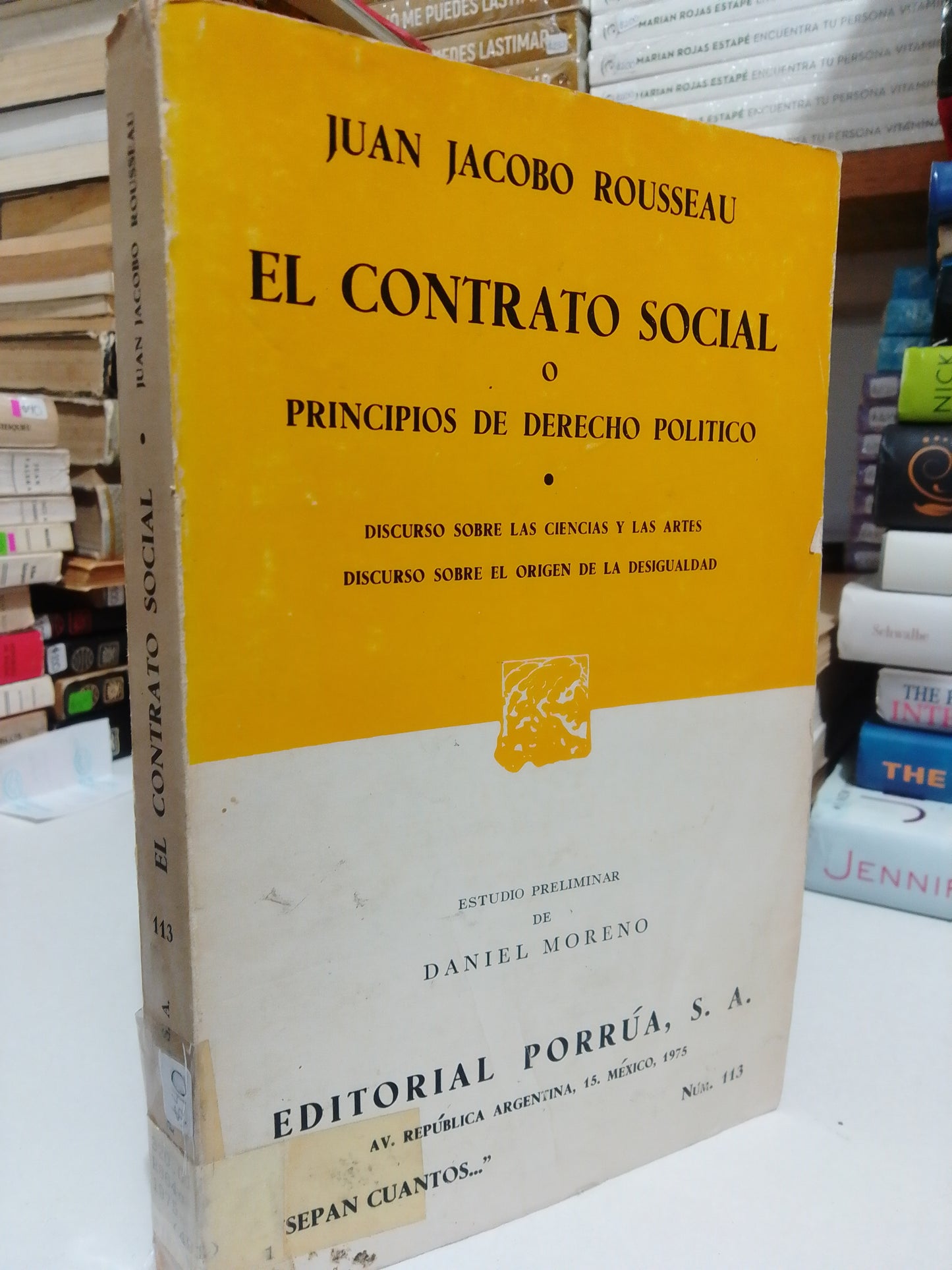 EL CONTRATO SOCIAL O PRINCIPIOS DE DERECHO POLÍTICO POR JUAN JACOBO ROSSEAU USADO NOVELA JUÁREZ