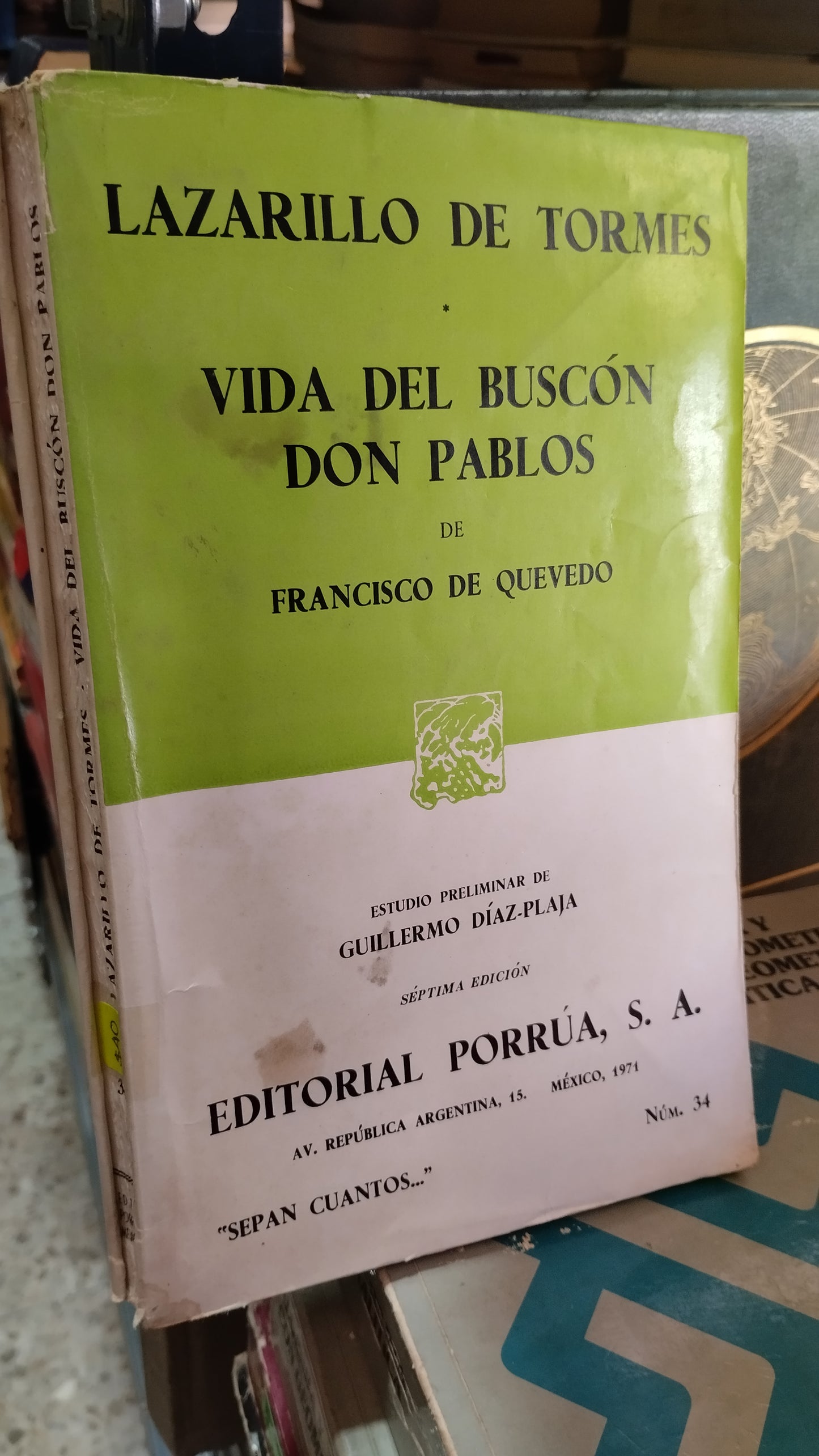 LAZARILLO DE TORMES Y VIDA DEL BUSCON DON PABLOS POR FRANCISCO DE QUEVEDO LIBRO USADO NOVELAS ALDAMA