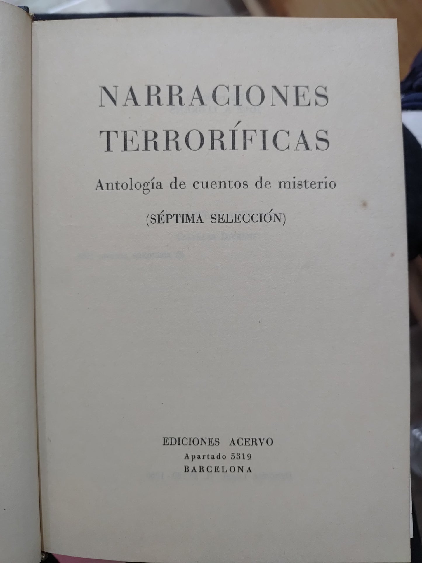 NARRACIONES TERRORIFICAS SEPTIMA SELECCION POR EDITORIAL ACERVO USADO NOVELAS JUAREZ 515