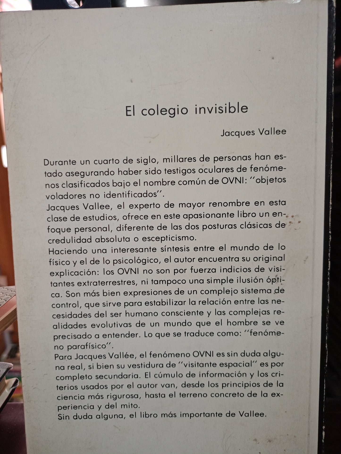 EL COLEGIO INVISIBLE JACQUES VALLEE USADO CIENCIA LITERARIO 305