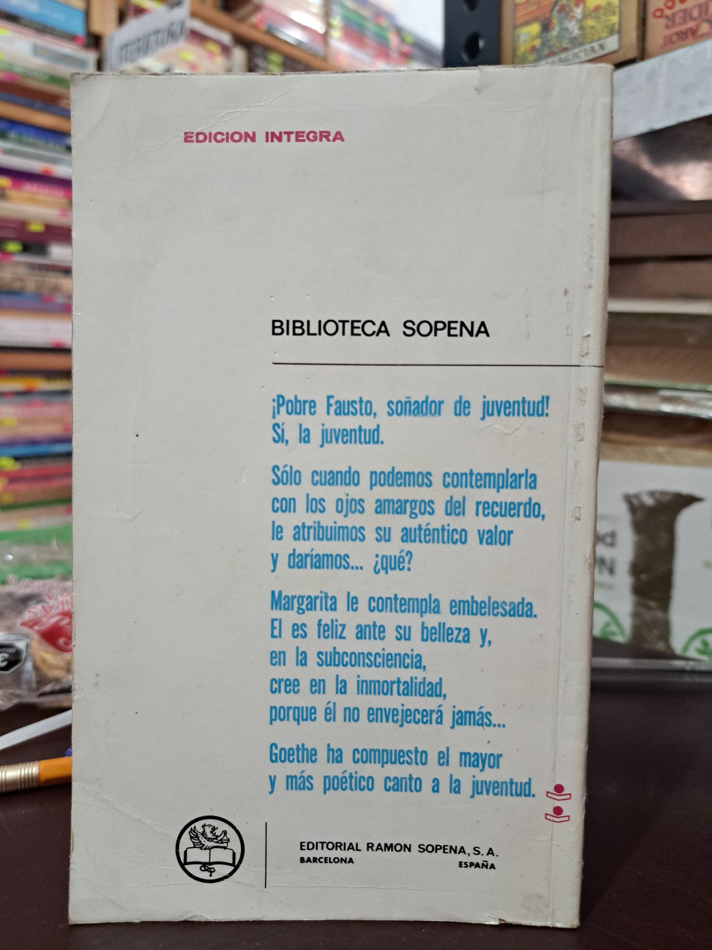 FAUSTO WOLFGANG GOETHE USADO NOVELA LITERARIO 305