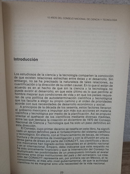 10 AÑOS DEL CONSEJO NACIONAL DE CIENCIA Y TECNOLOGÍA POR MA. TERESA MÁRQUEZ USADO HISTORIA LITERARIO 305