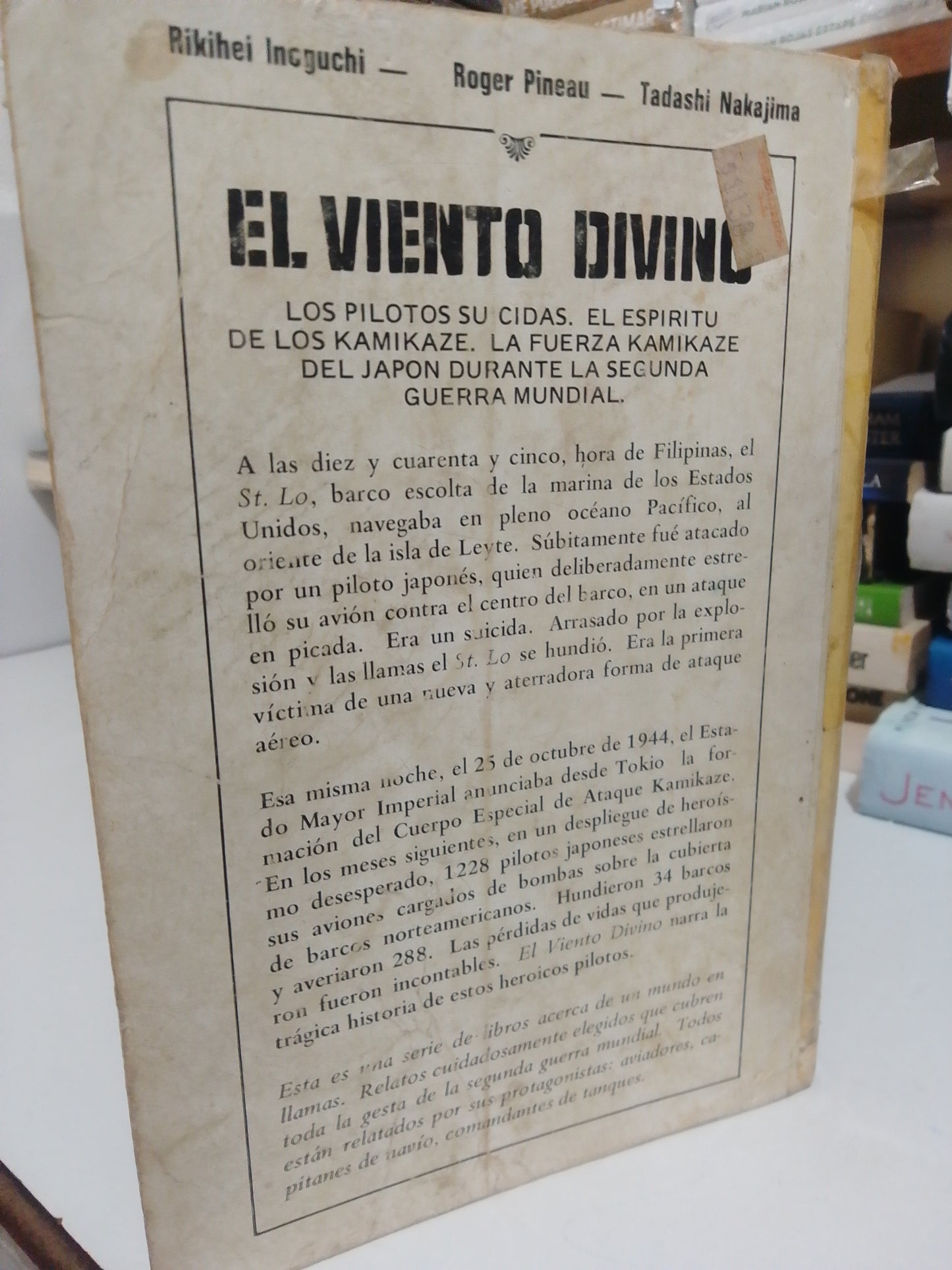 EL VIENTO DIVINO POR RIKIHEI INOGUCHI TADASHI NAKAJIMA USADO NOVELA JUAREZ