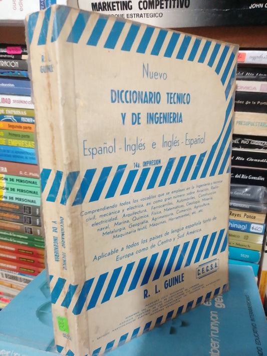 DICCIONARIO TECNICO Y DE INGENIERIA ESPAÑOL INGLES POR R.L.GUINLE USADO MATEMATICAS JUAREZ