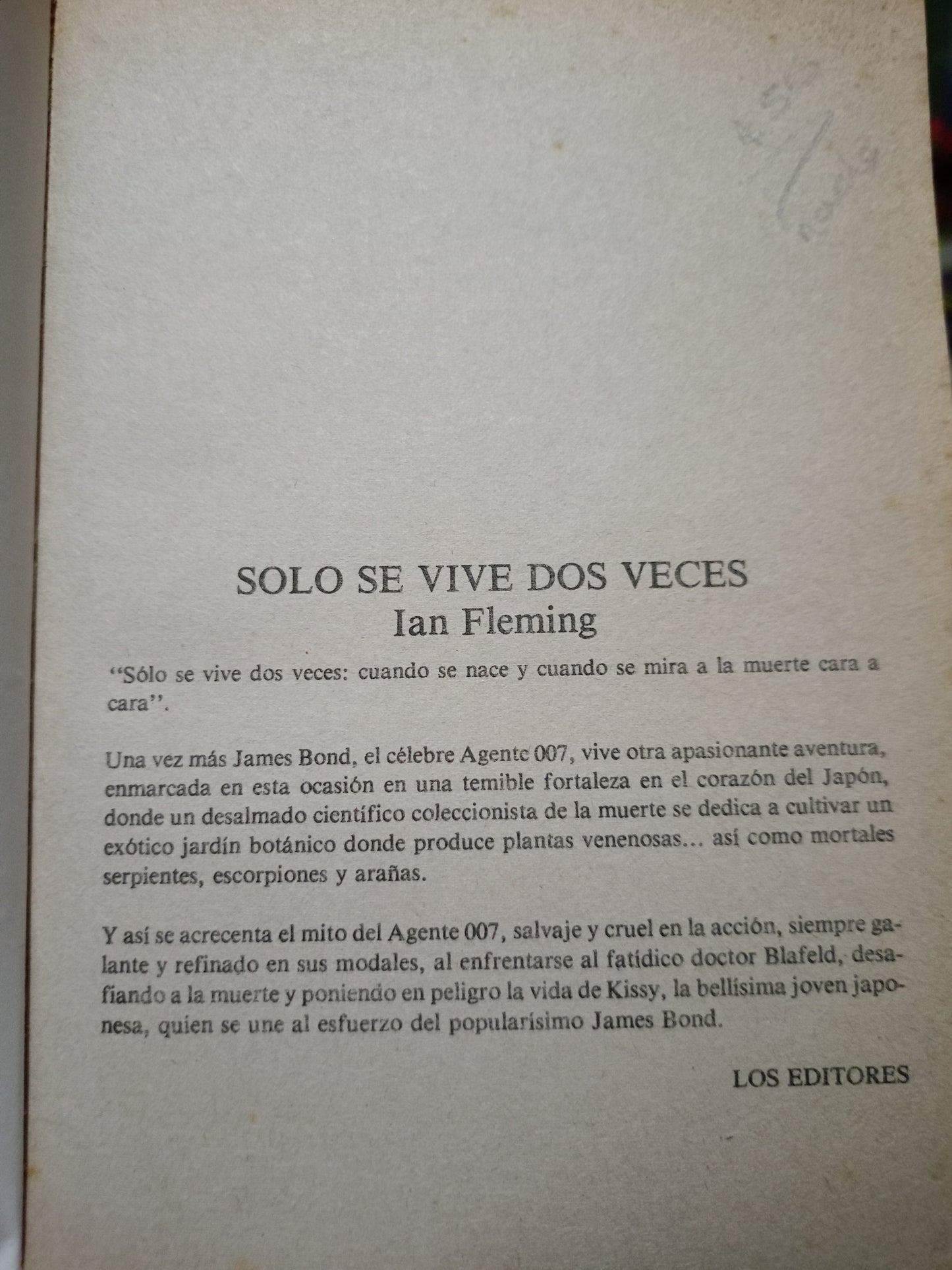 SOLO SE VIVE DOS VECES IAN FLEMING USADO NOVELA LITERARIO 305