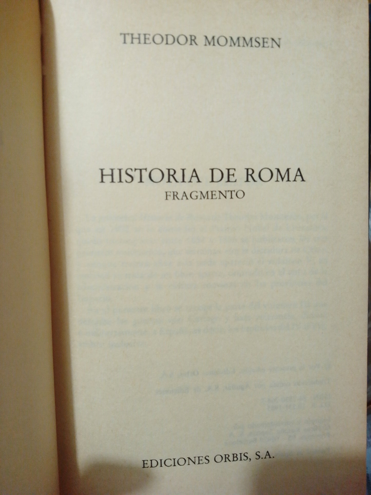 HISTORIA DE ROMA POR THEODORE MOMMSEN #36 USADO NOVELA JUÁREZ