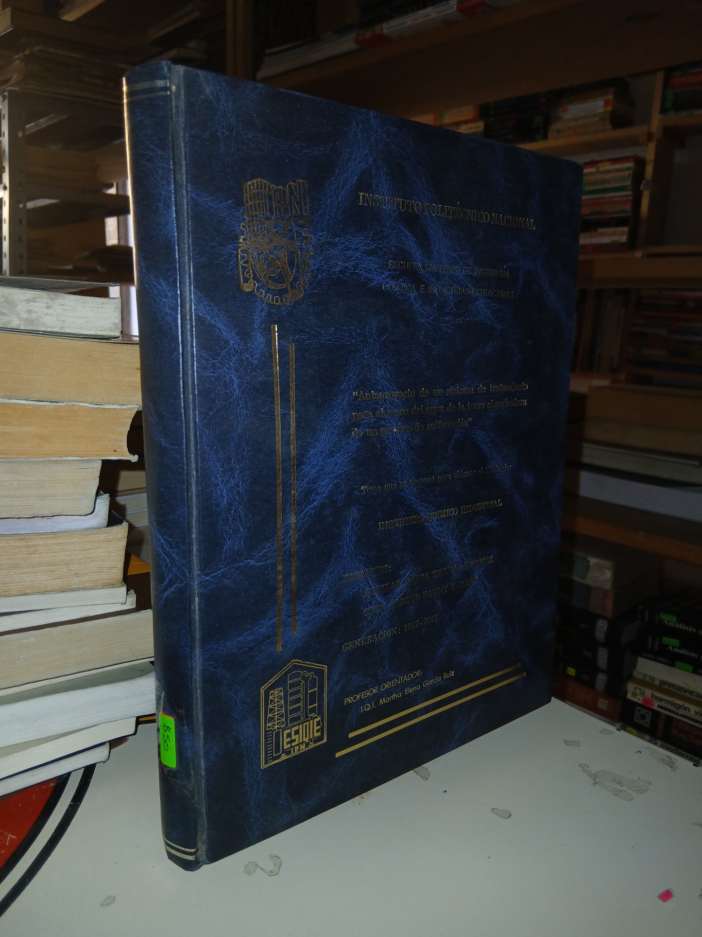ANTEPROYECTO DE UN SISTEMA DE TRATAMIENTO PARA EL REUSO DEL AGUA DE LA TORRE ABSORBEDORA  DE UN PROCESO DE SULFONACIÓN (TESIS) POR TERESA L. GASCA AGUILAR Y FANNY Y. CRUZ ARROYO USADO QUÍMICA LITERARIO 207
