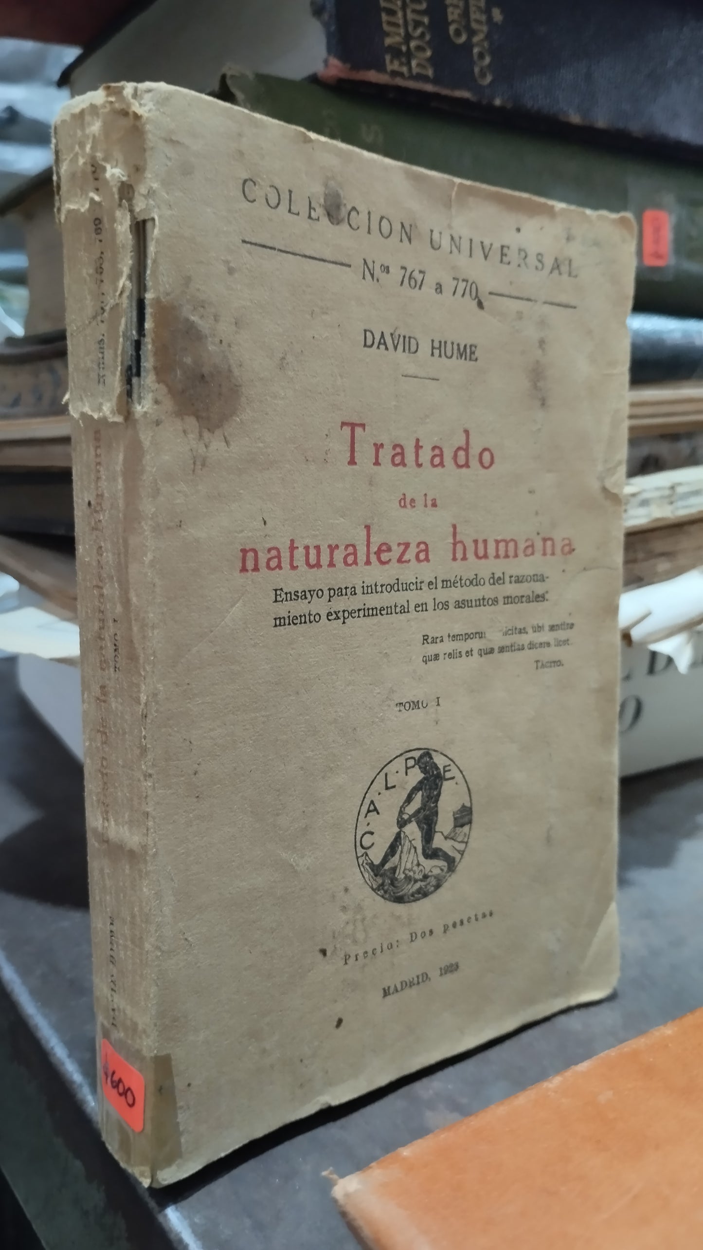 TRATADO DE LA NATURALEZA HUMANA POR DAVID HUME LIBRO USADO ANTIGUO ALDAMA