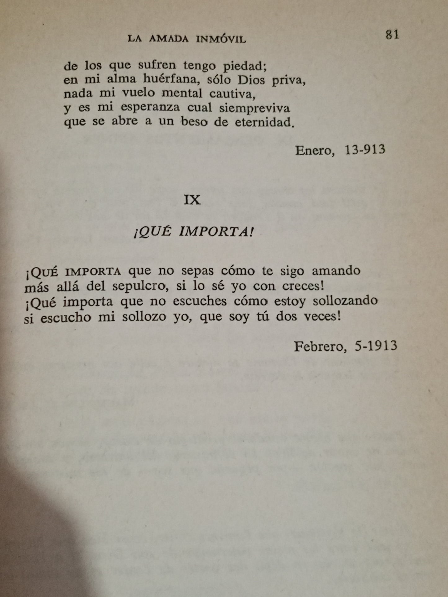 LA AMADA INMOVIL SERENIDAD ELEVACION LA ULTIMA LUNA POR AMADO NERVO USADO POESIA LITERARIO #305