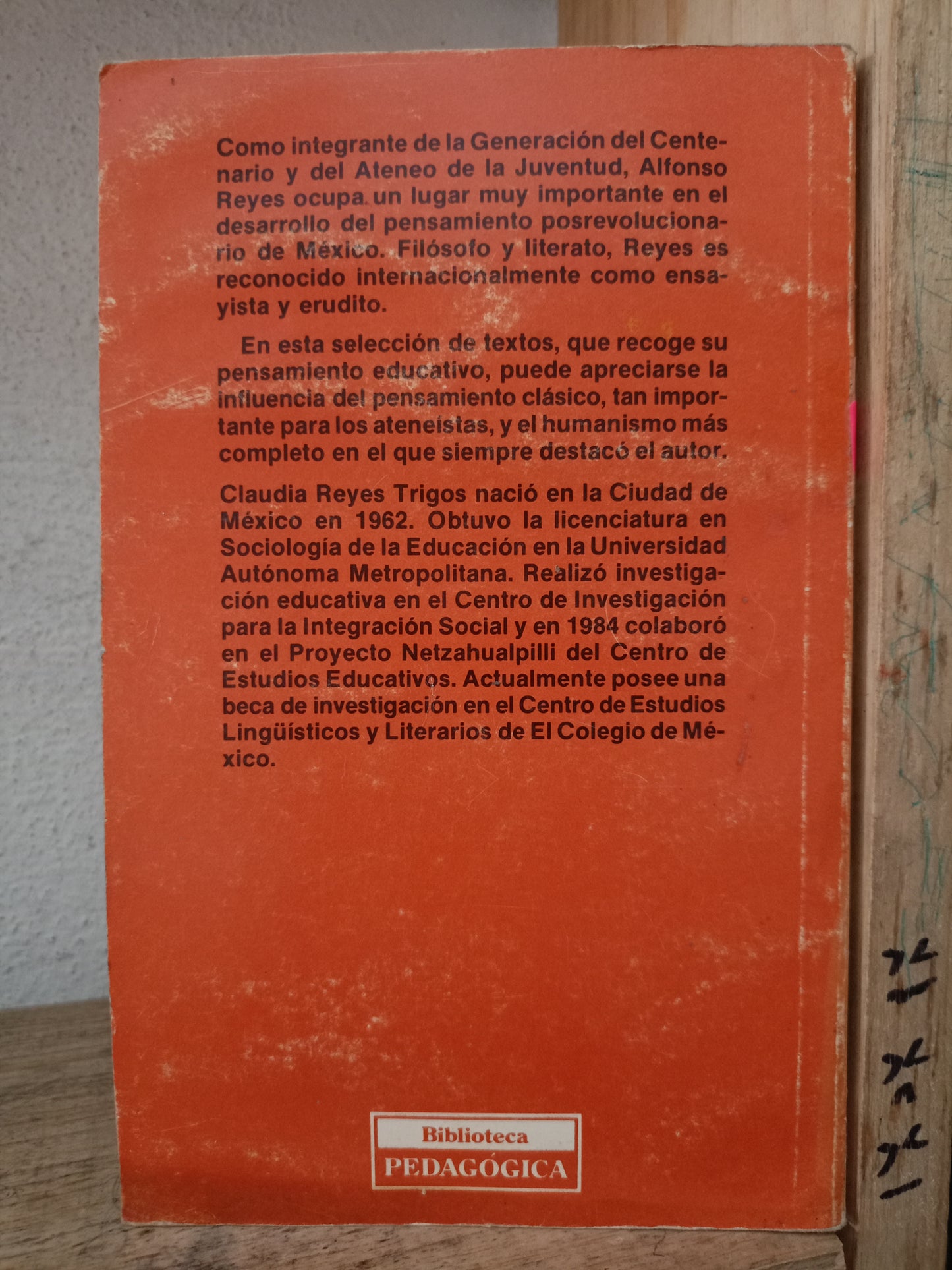 ALFONSO REYES Y LA EDUCACIÓN POR CLAUDIA REYES TRIGOS USADO EDUCACIÓN LITERARIO 305