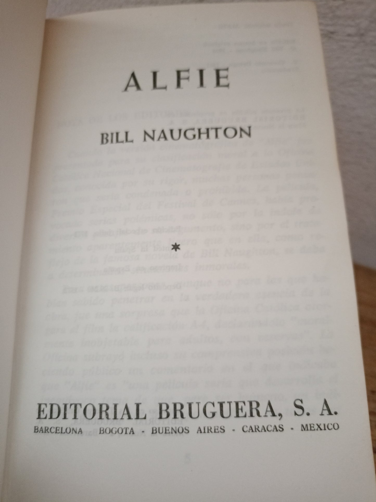 ALFIE BILL NAUGHTON USADO NOVELA LITERARIO 305