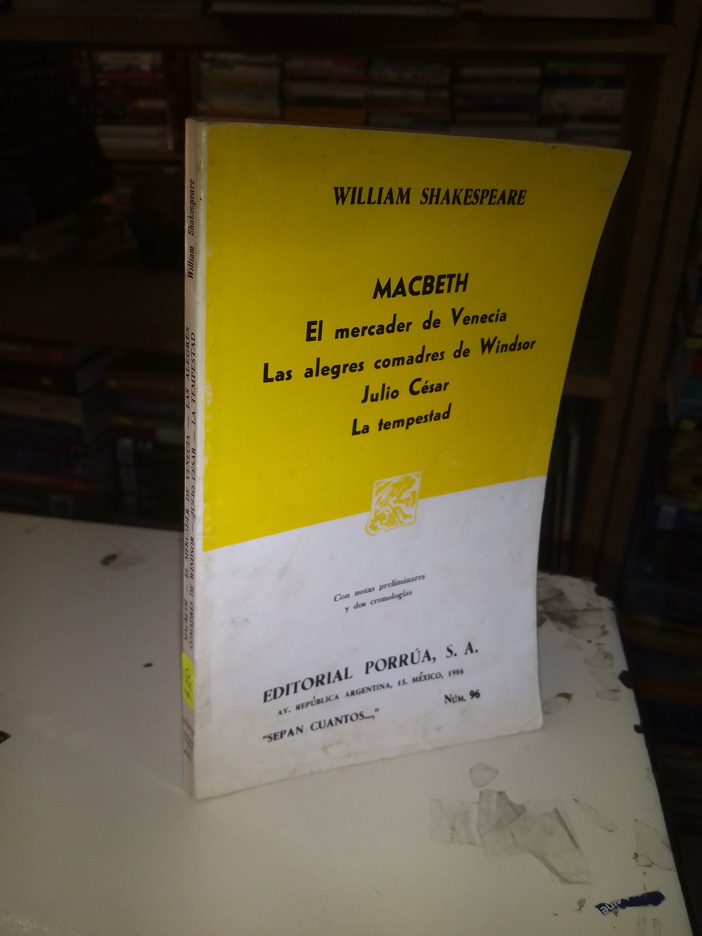 MACBETH, EL MERCADER DE VENECIA, LAS ALEGRES COMADRES DE WINDSOR, JULIO CESAR, LA TEMPESTAD POR WILLIAM SHAKESPEARE USADO NOVELA LITERARIO 207