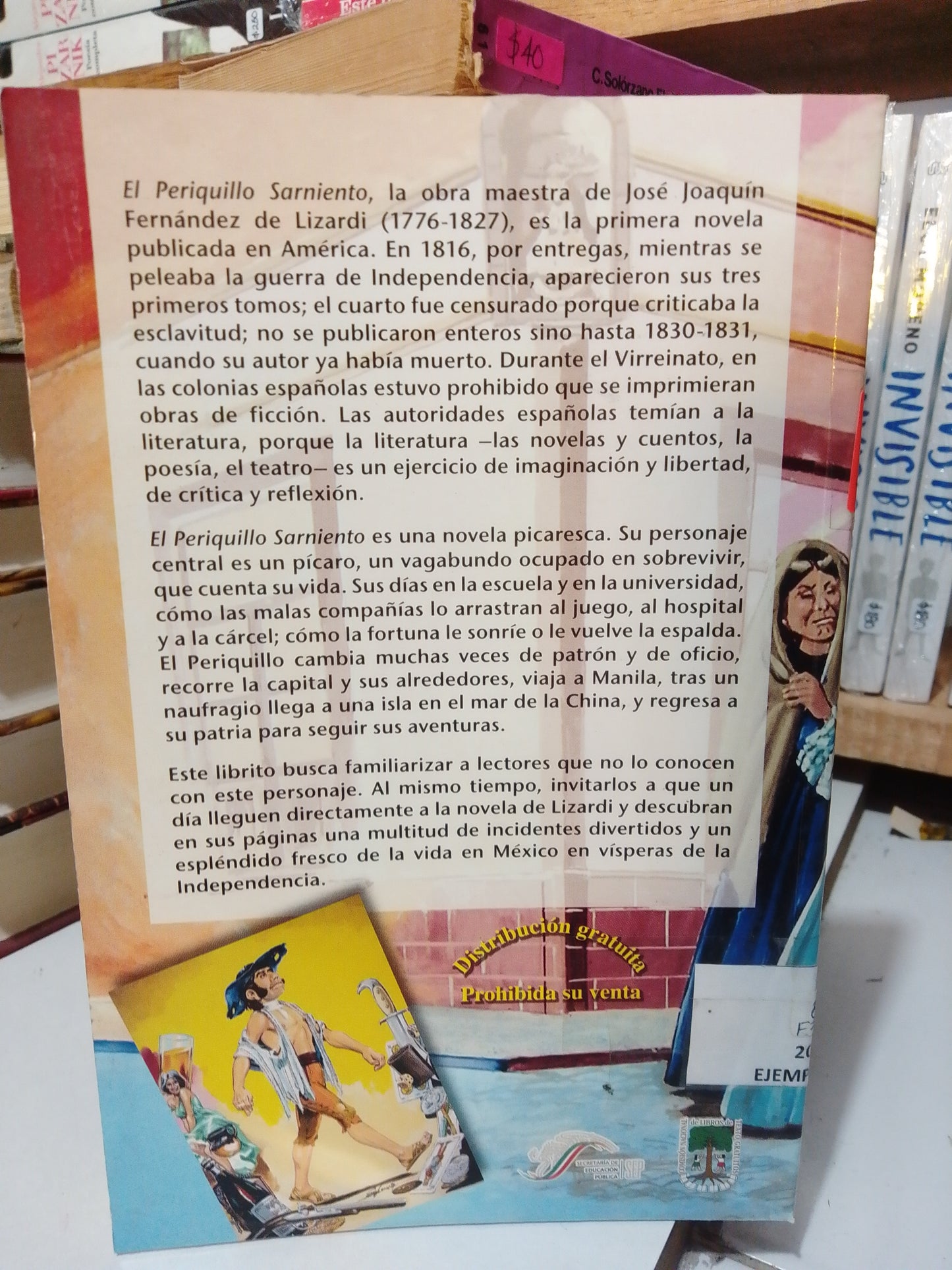 EL PERIQUILLO SARNIENTO POR JOSE JOAQUIN FERNÁNDEZ DE LIZARDI USADO NOVELA JUAREZ