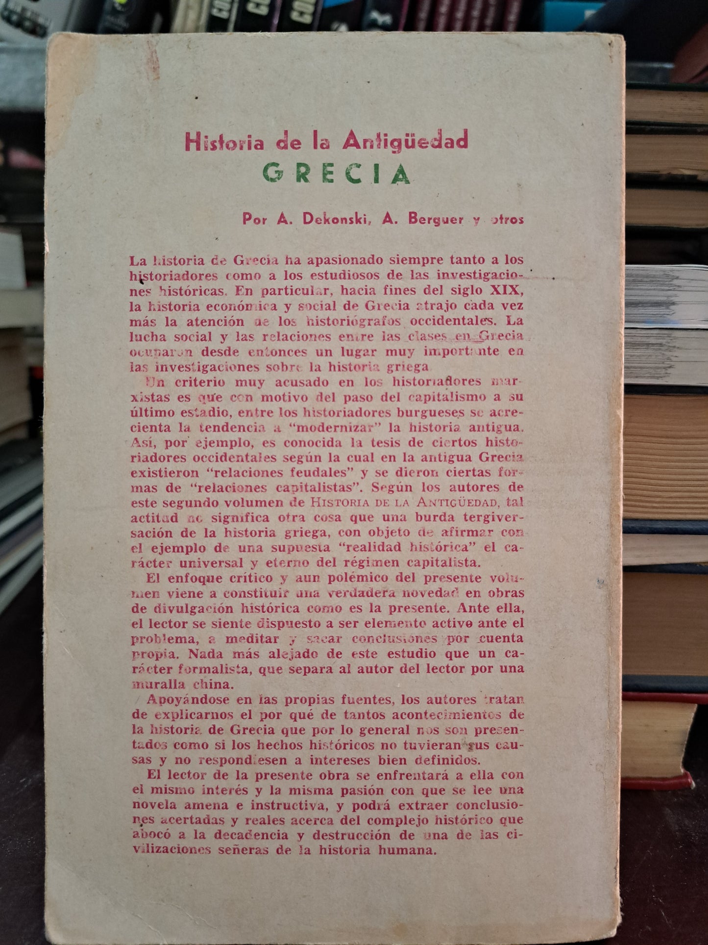 GRECIA HISTORIA DE LA ANTIGÜEDAD A.DEKONSKI USADO HISTORIA LITERARIO 305