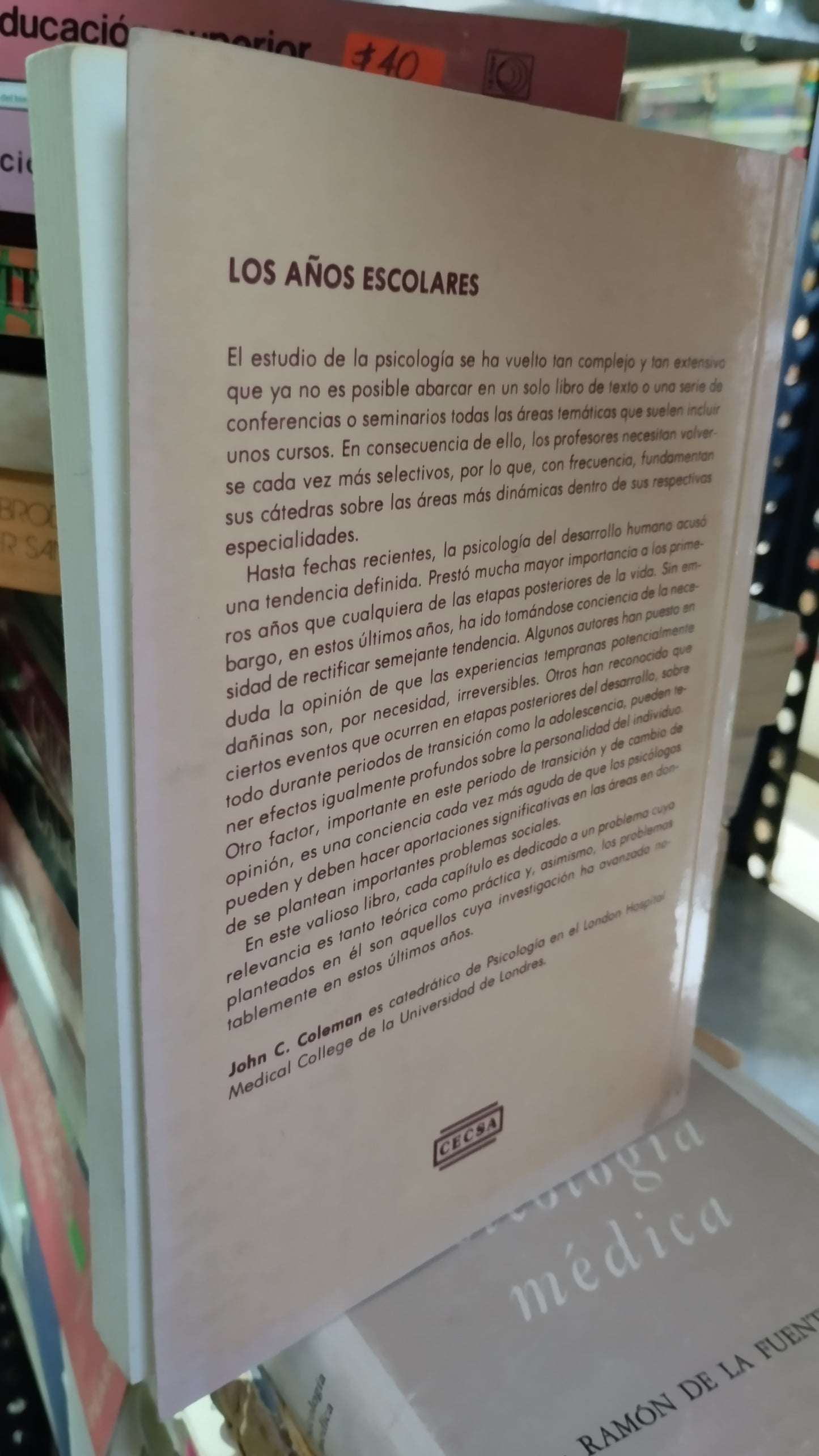 LOS AÑOS ESCOLARES POR JOHN C COLEMAN LIBRO USADO EDUCACIÓN ALDAMA