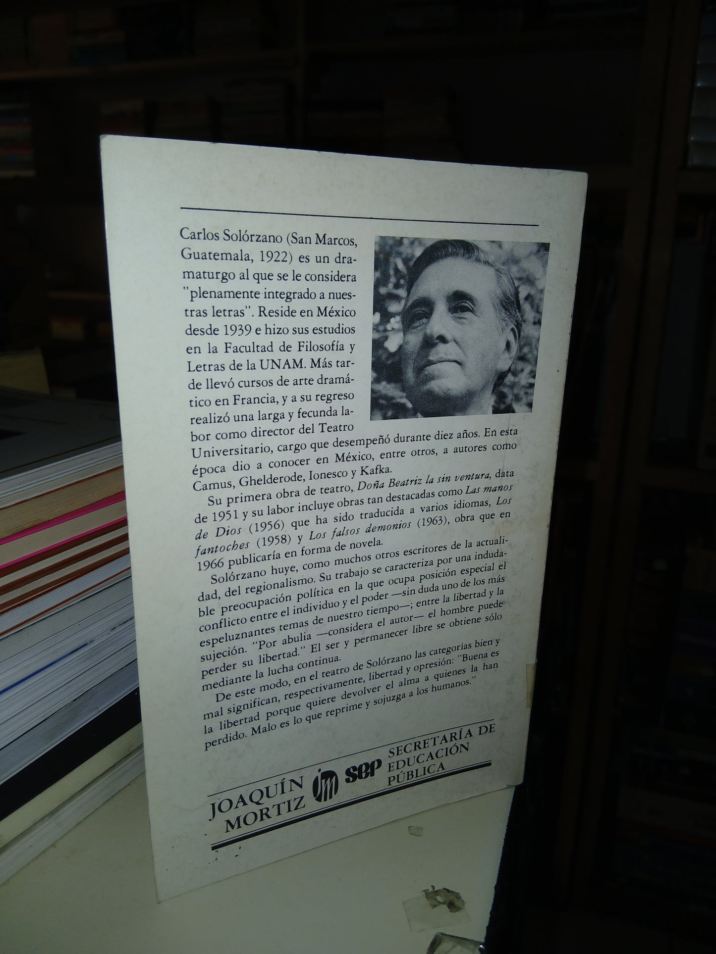 TEATRO BREVE POR CARLOS SOLORZANO USADO TEATRO LITERARIO 207