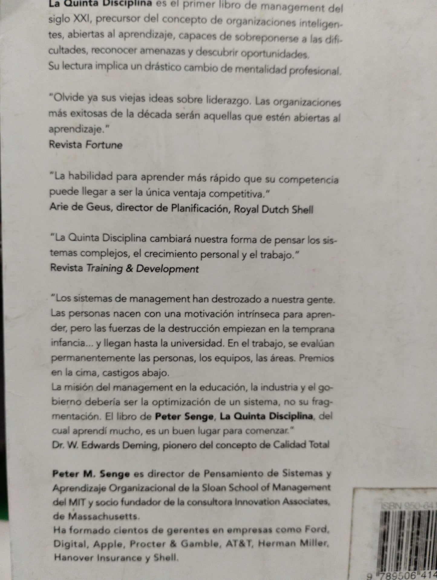 LA QUINTA DISCIPLINA POR PETER SENGE USADO EDUCACION ALDAMA