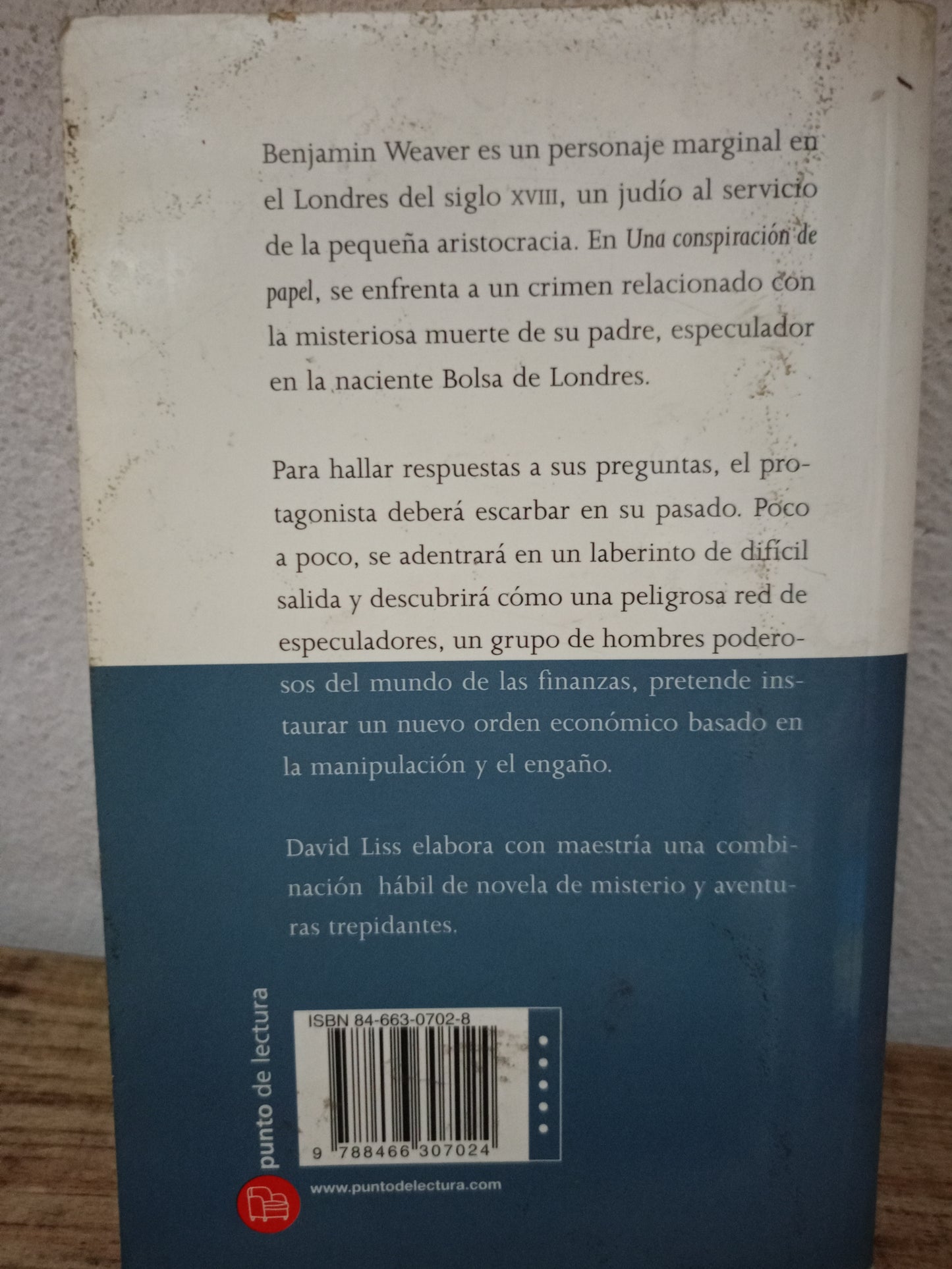 UNA CONSPIRACIÓN DE PAPEL DAVID LISS USADO NOVELA LITERARIO 305