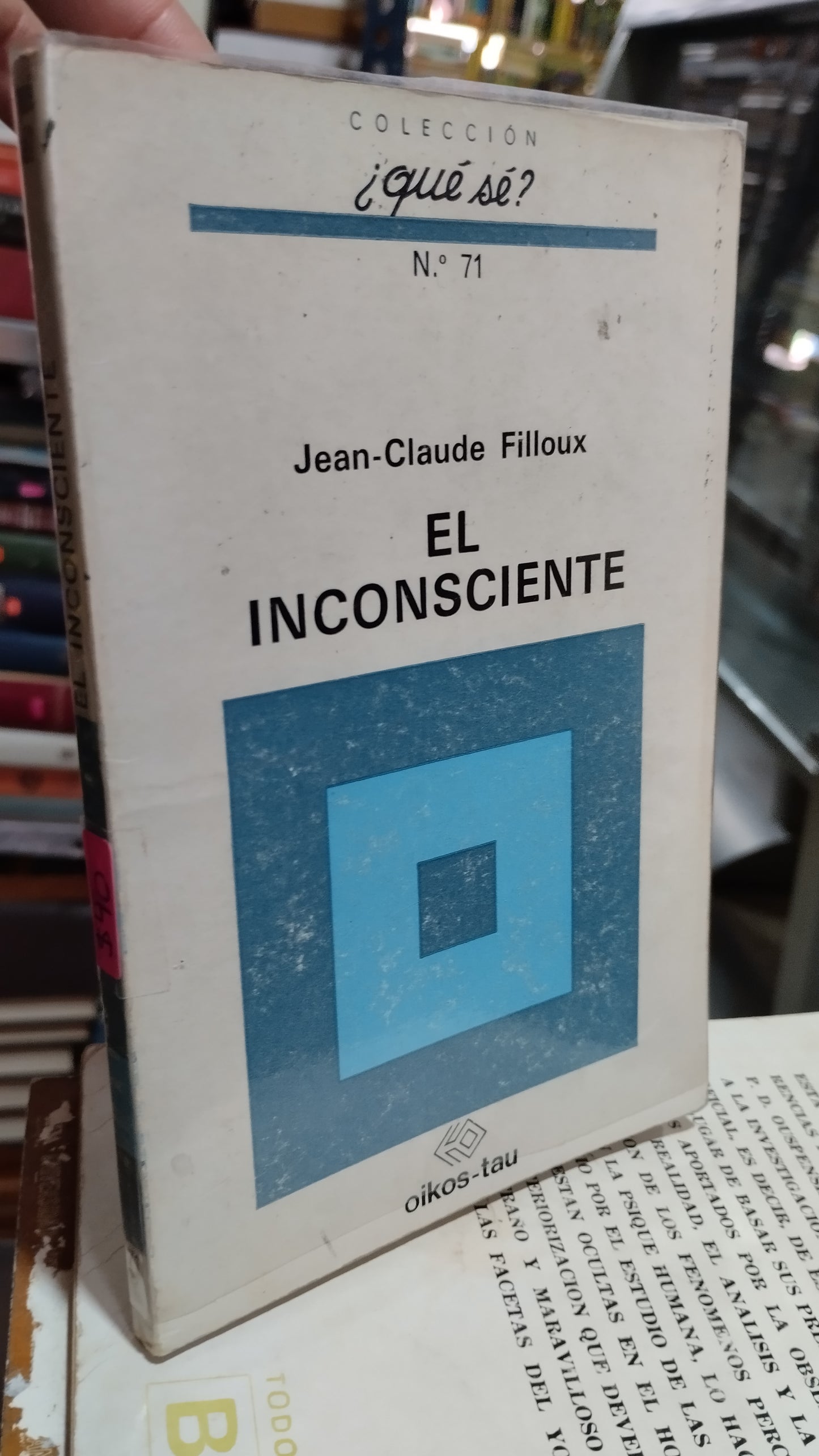 EL INCONSCIENTE POR JEAN CLAUDE FILLOUX LIBRO USADO PSICOLOGÍA ALDAMA