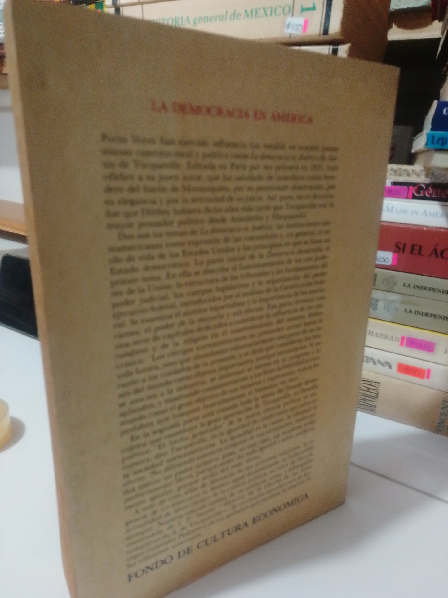 LA DEMOCRACIA EN AMERICA POR ALEXIS DE TOCQUEVILLE USADO HISTORIA JUAREZ