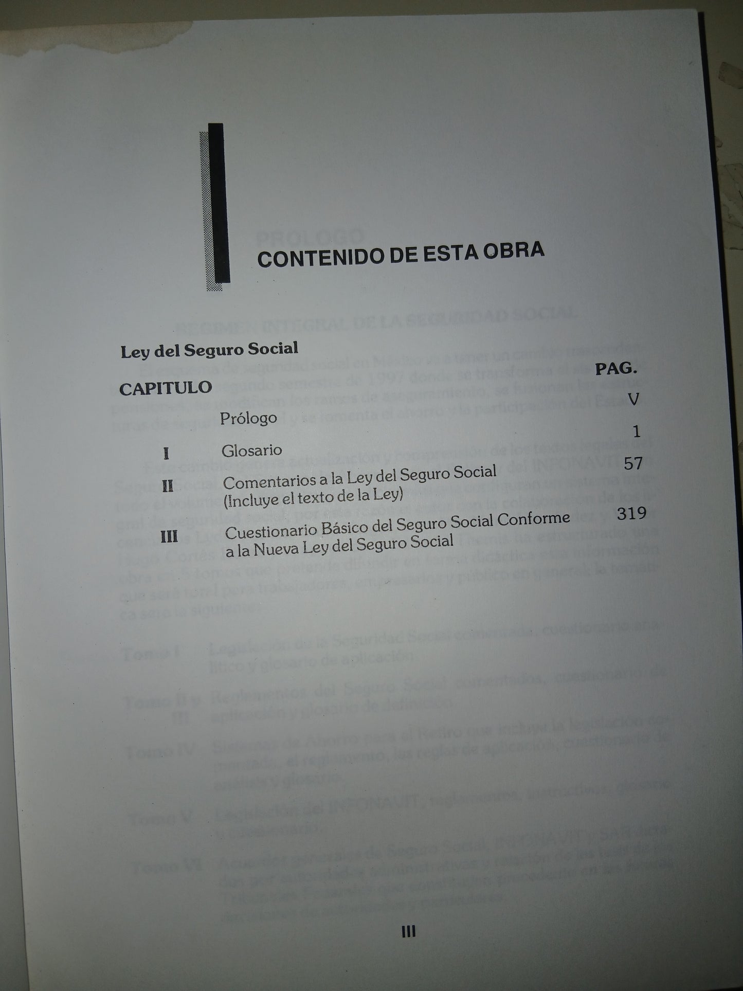 REGIMEN INTEGRAL DE LA SEGURIDAD SOCIAL TOMOS I, II, IV, V Y VI POR JAVIER MORENO PADILLA USADO DERECHO LITERARIO 207